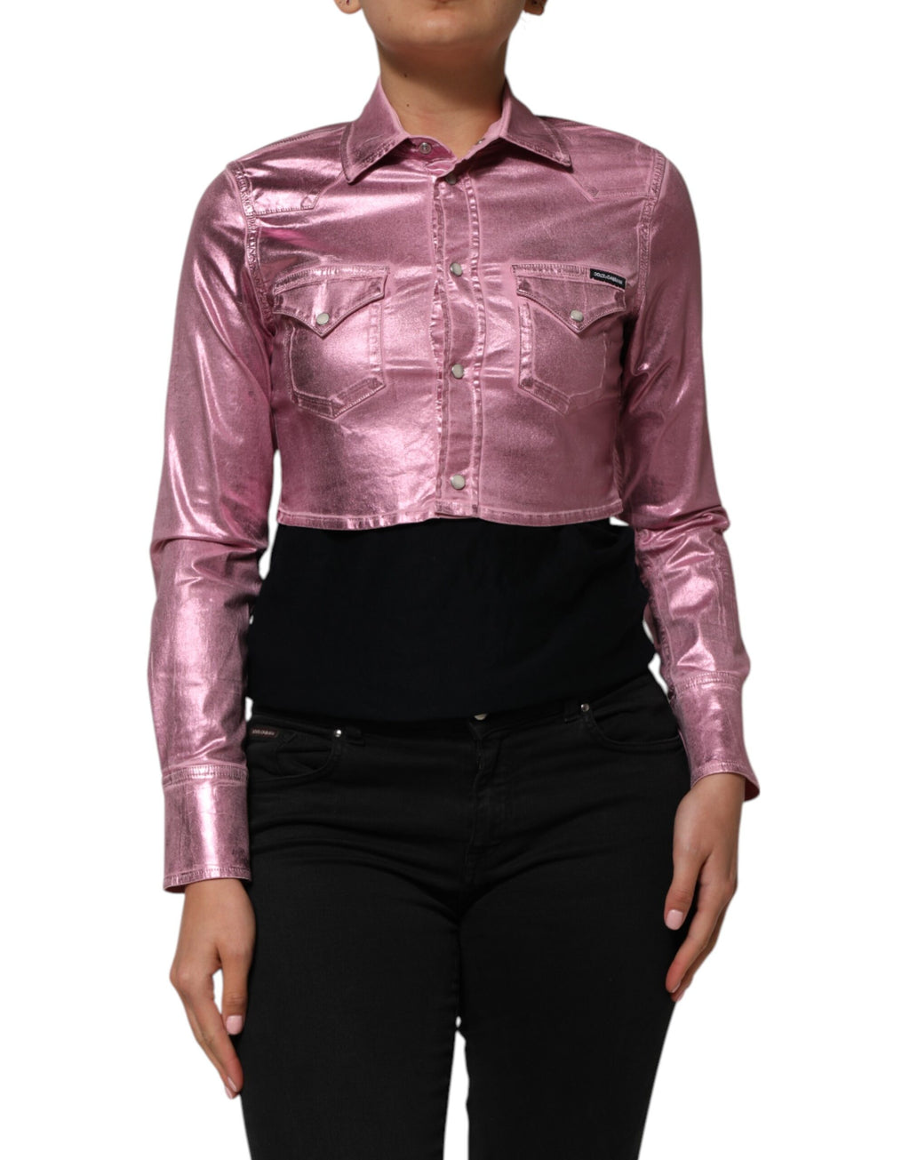 Dolce & Gabbana Rosa Baumwoll-Stretch-Cropped-Jacke