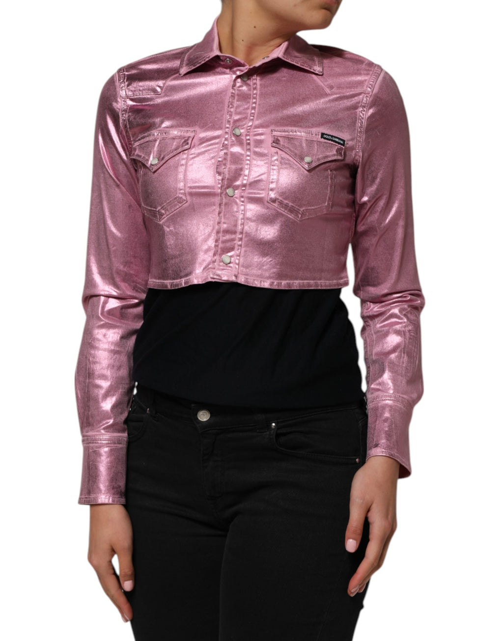 Dolce & Gabbana Rosa Baumwoll-Stretch-Cropped-Jacke