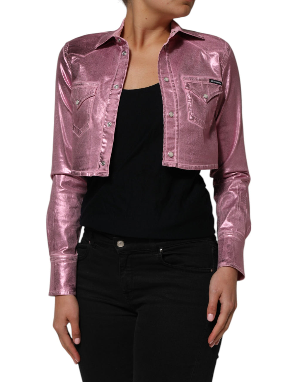 Dolce & Gabbana Rosa Baumwoll-Stretch-Cropped-Jacke