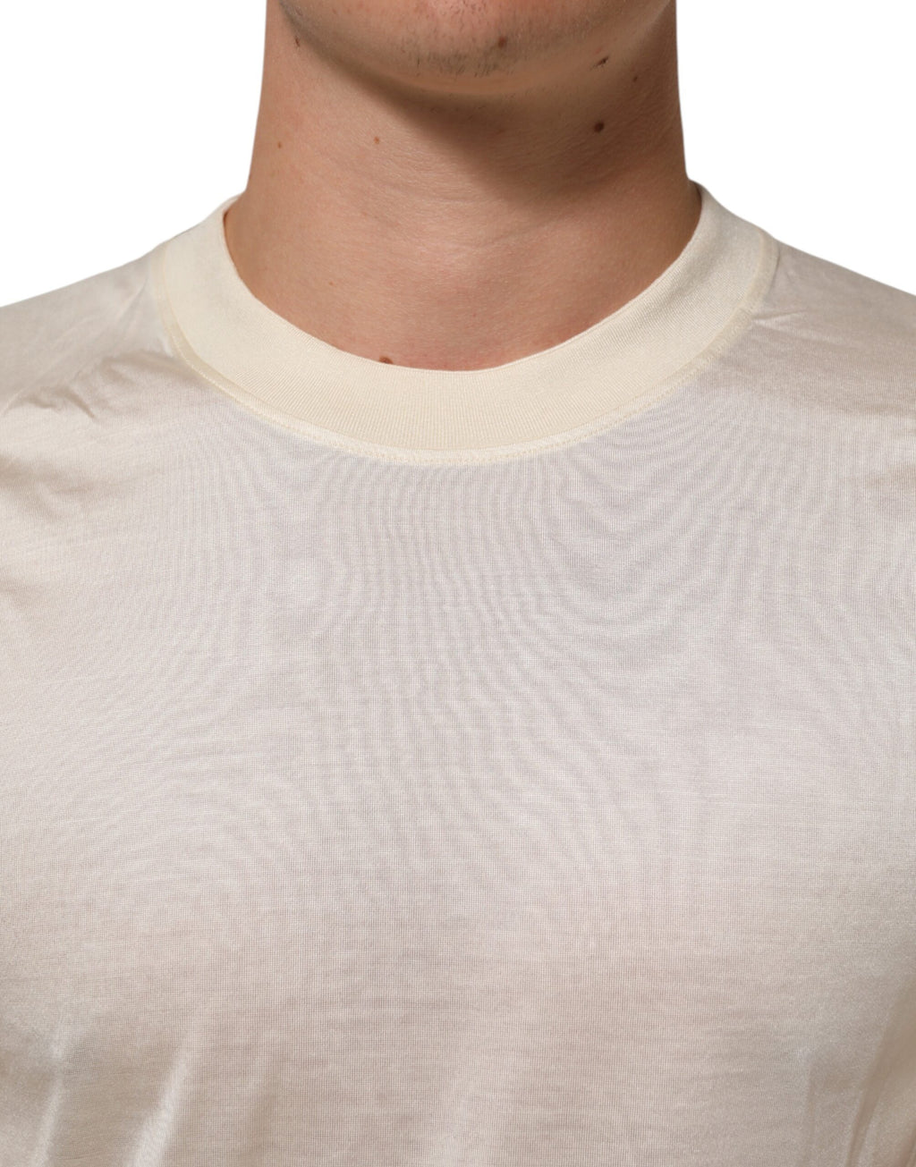 Dolce & Gabbana Weißes Seiden-T-Shirt mit Rundhalsausschnitt und kurzen Ärmeln