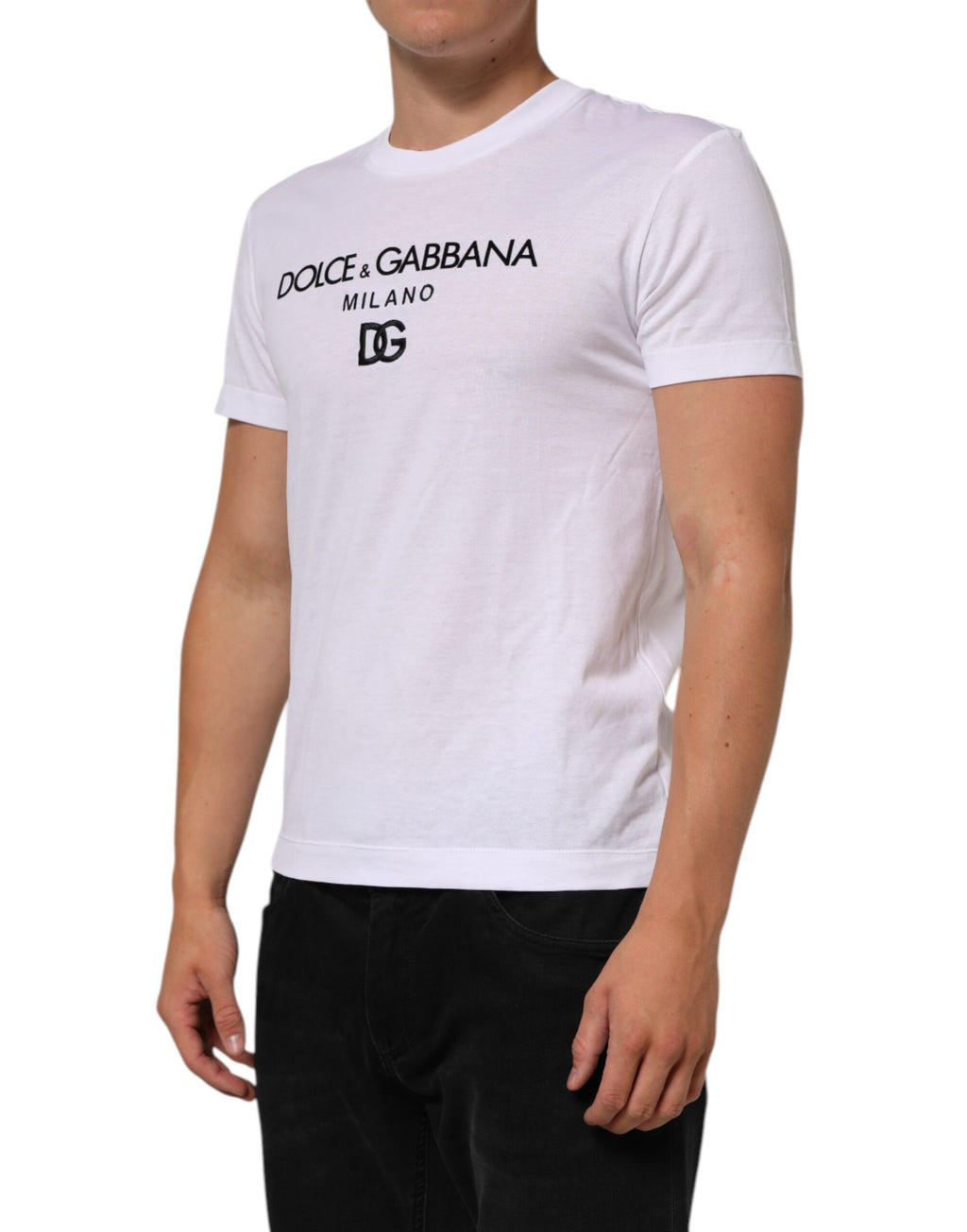 Dolce & Gabbana Weißes Logo Print Baumwolle Männer T-Shirt mit Rundhalsausschnitt
