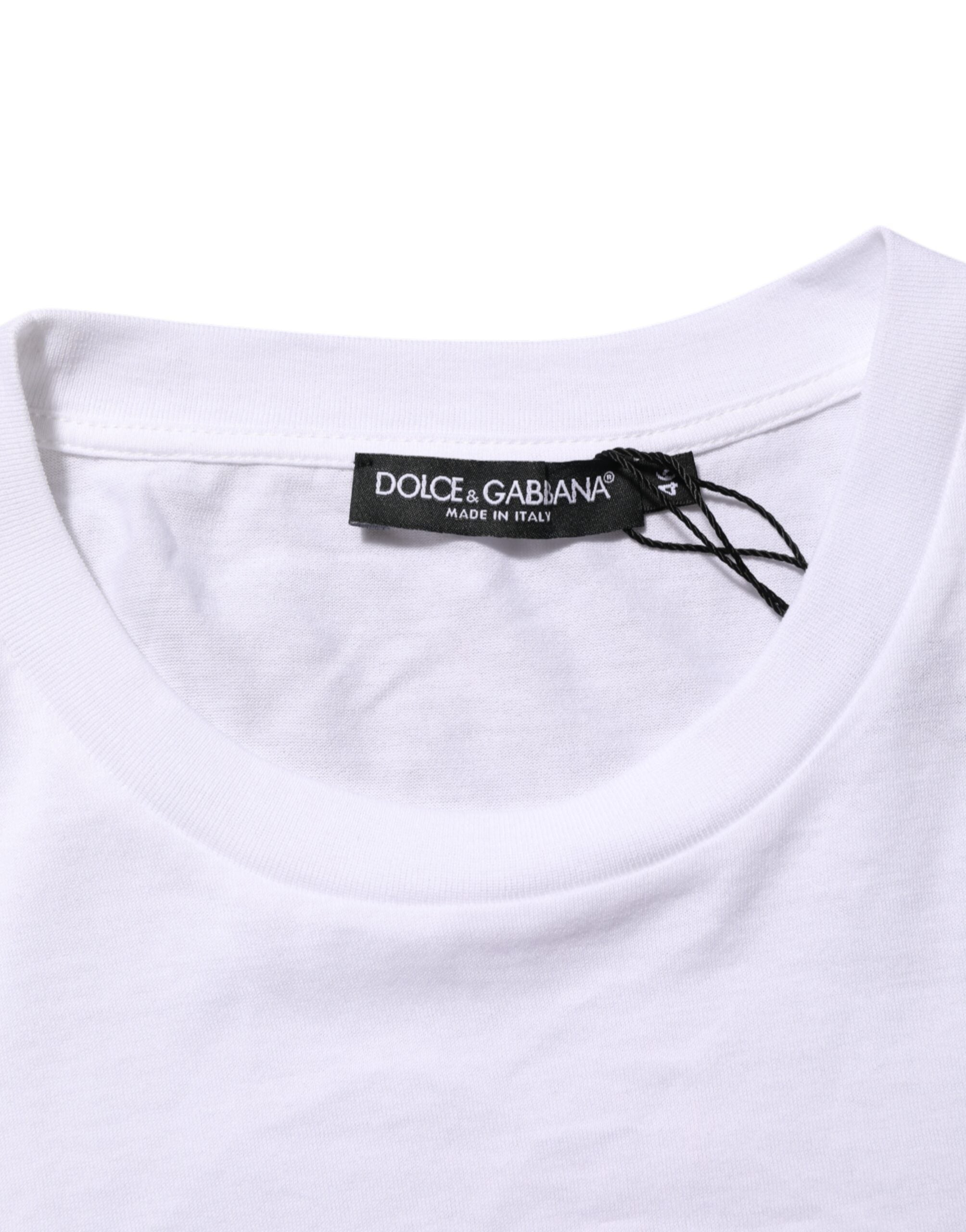 Dolce & Gabbana Weißes Logo Print Baumwolle Männer T-Shirt mit Rundhalsausschnitt