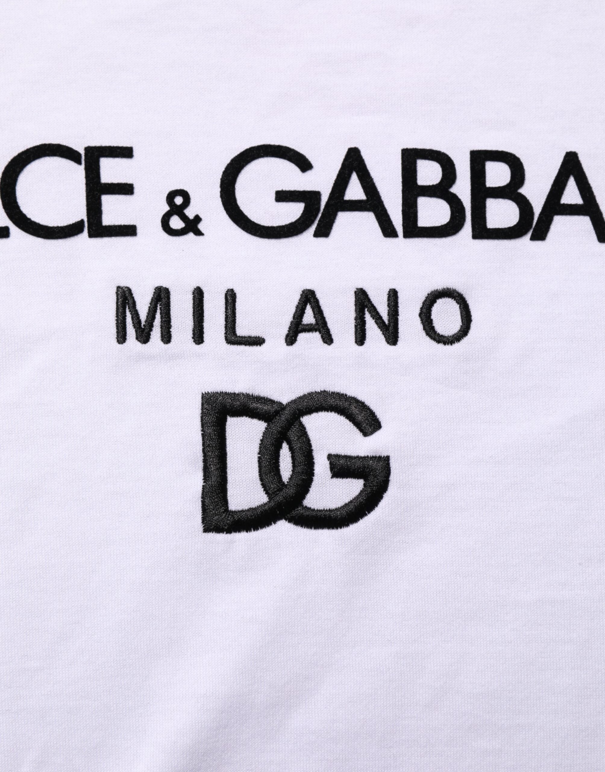 Dolce & Gabbana Weißes Logo Print Baumwolle Männer T-Shirt mit Rundhalsausschnitt
