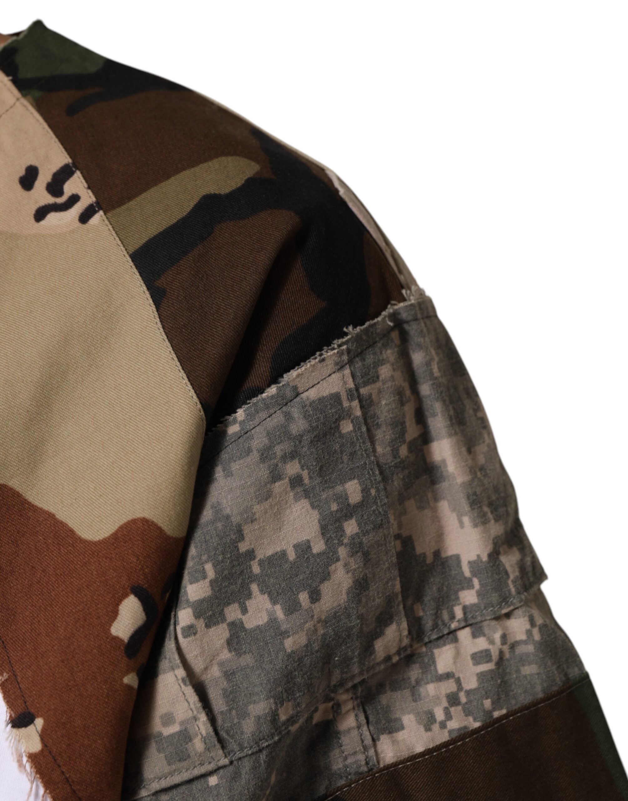 Dolce & Gabbana Weißes Camouflage-Muster Männer T-Shirt aus Baumwolle