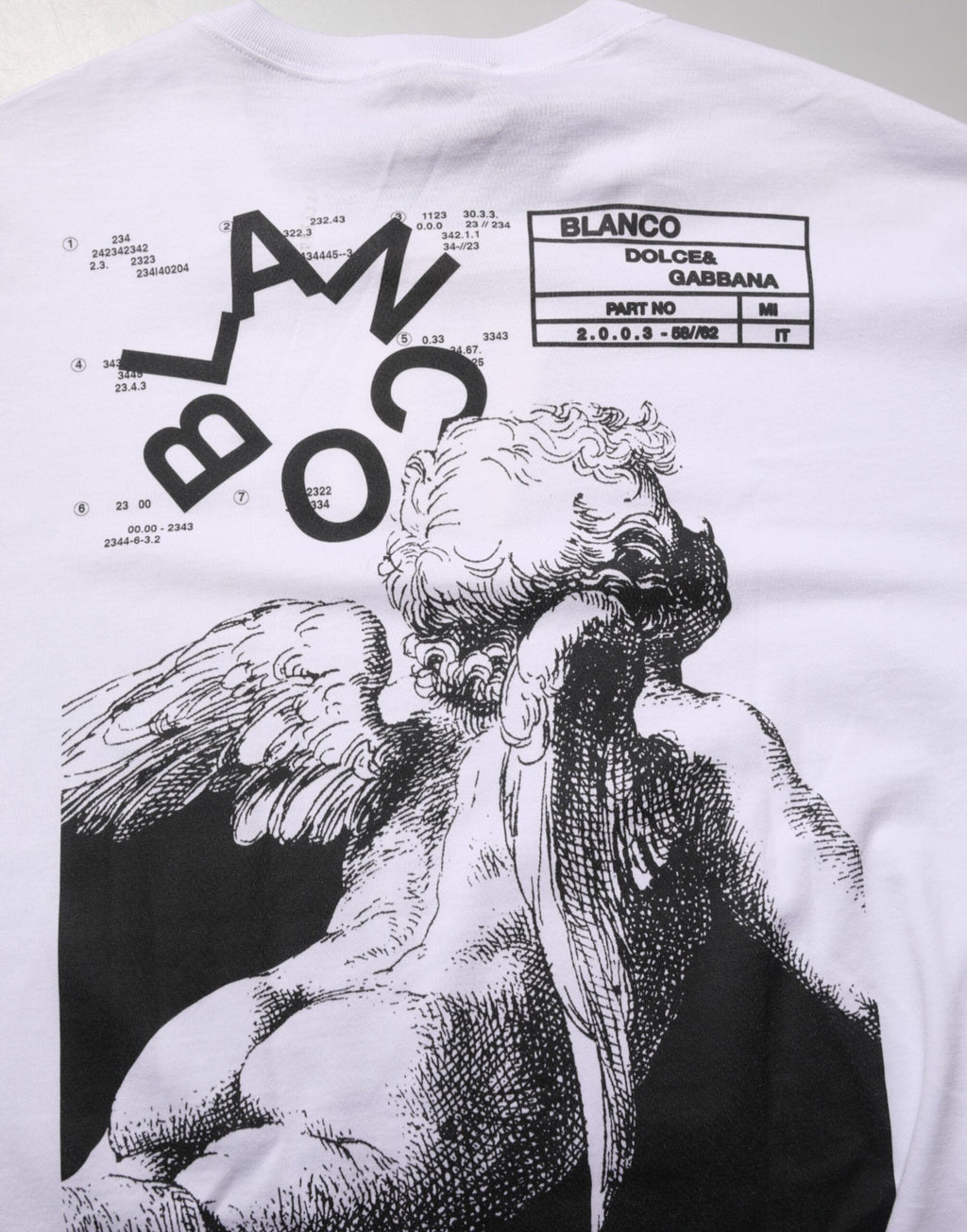 Dolce & Gabbana Weißes T-Shirt mit Rundhalsausschnitt und Engelsdruck aus Baumwolle für Männer