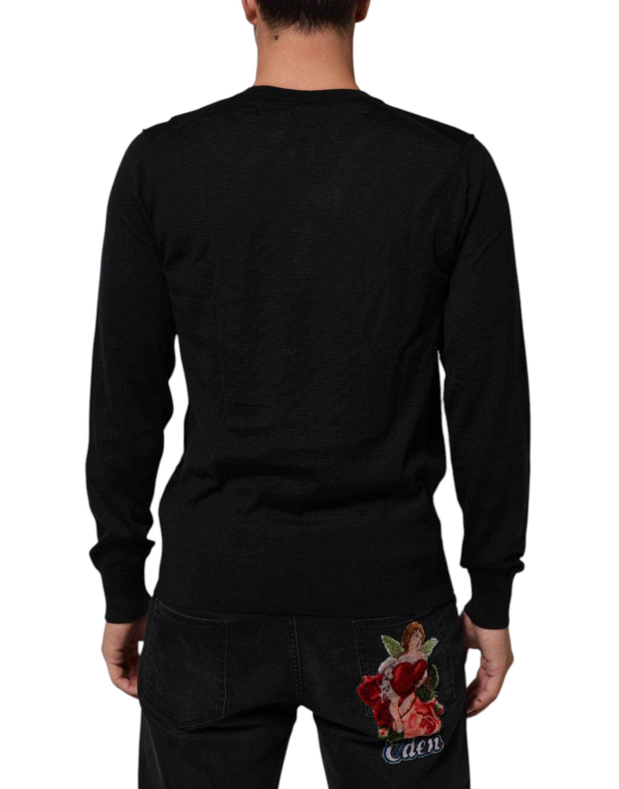 Dolce & Gabbana Schwarzer Kaschmir-Strickpullover mit V-Ausschnitt