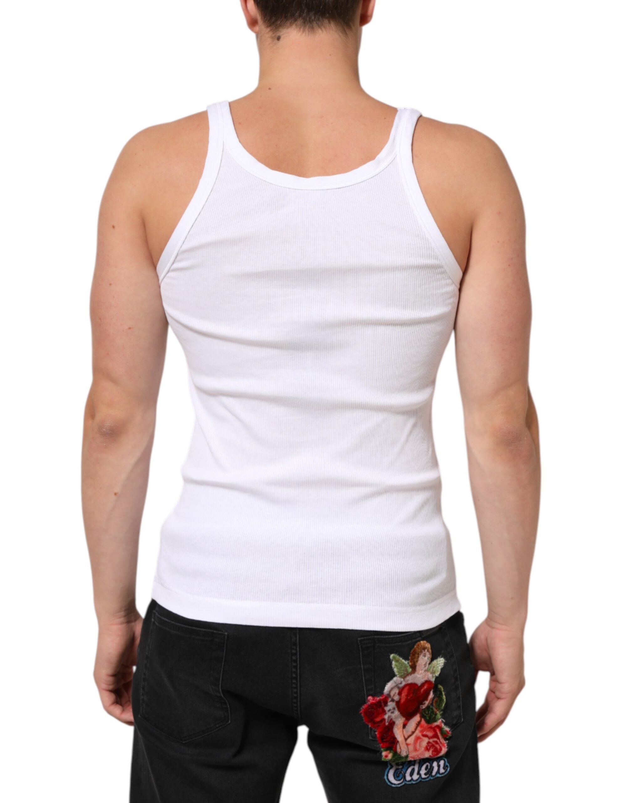 Dolce & Gabbana Weißes ärmelloses Rundhals-Tank-Top T-Shirt