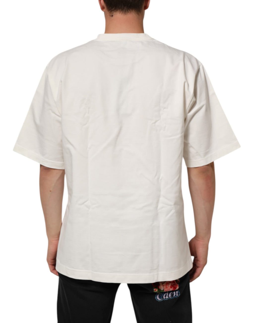 Dolce & Gabbana Weißes Logo Print Baumwolle Rundhalsausschnitt Männer T-Shirt