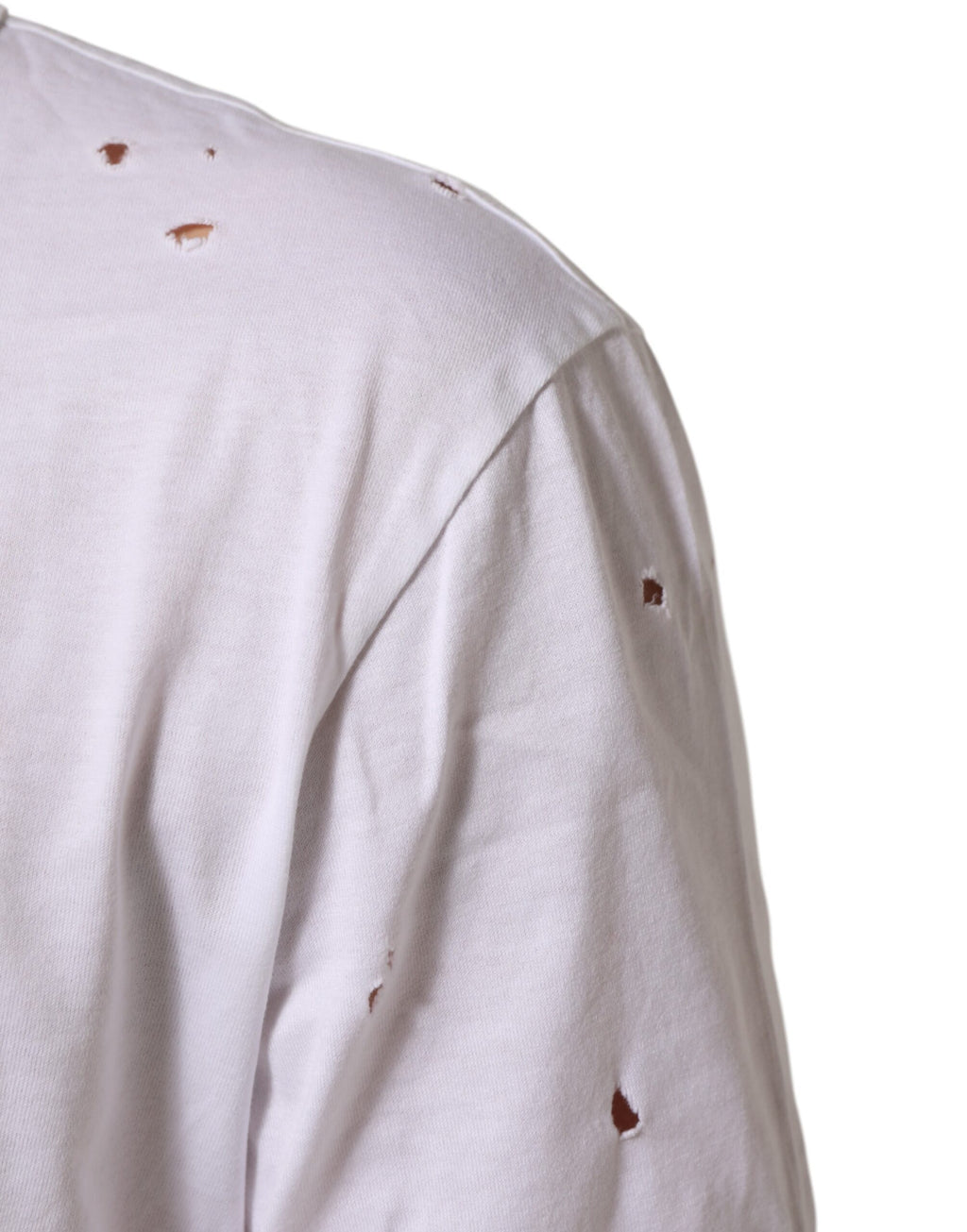 Dolce & Gabbana Weißes Distressed Baumwolle V-Ausschnitt Männer-T-Shirt