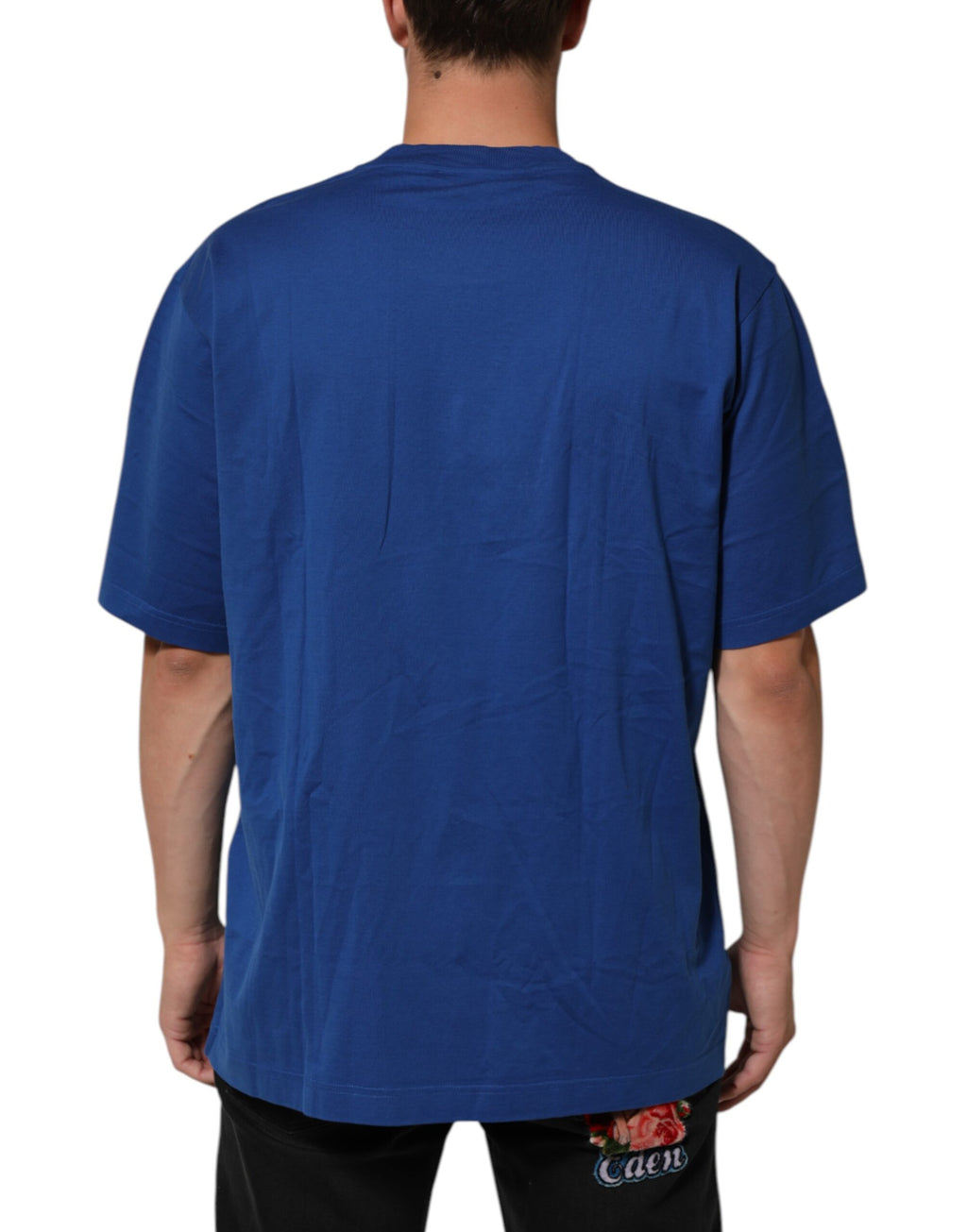 Dolce & Gabbana Blaues Logo Print Baumwolle Rundhalsausschnitt Männer T-Shirt