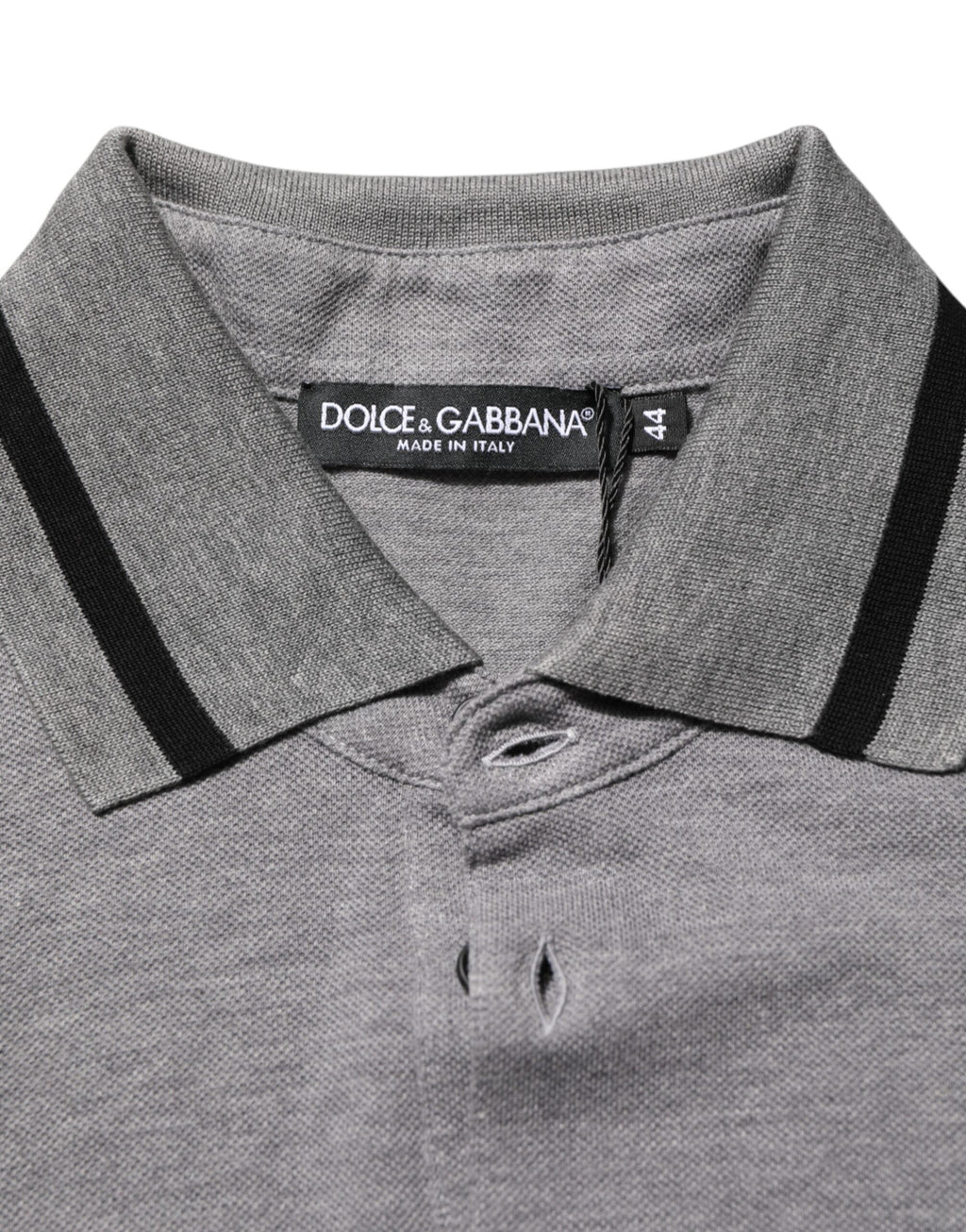 Dolce & Gabbana Graues Polo-T-Shirt mit Logo-Stickerei und Kragen