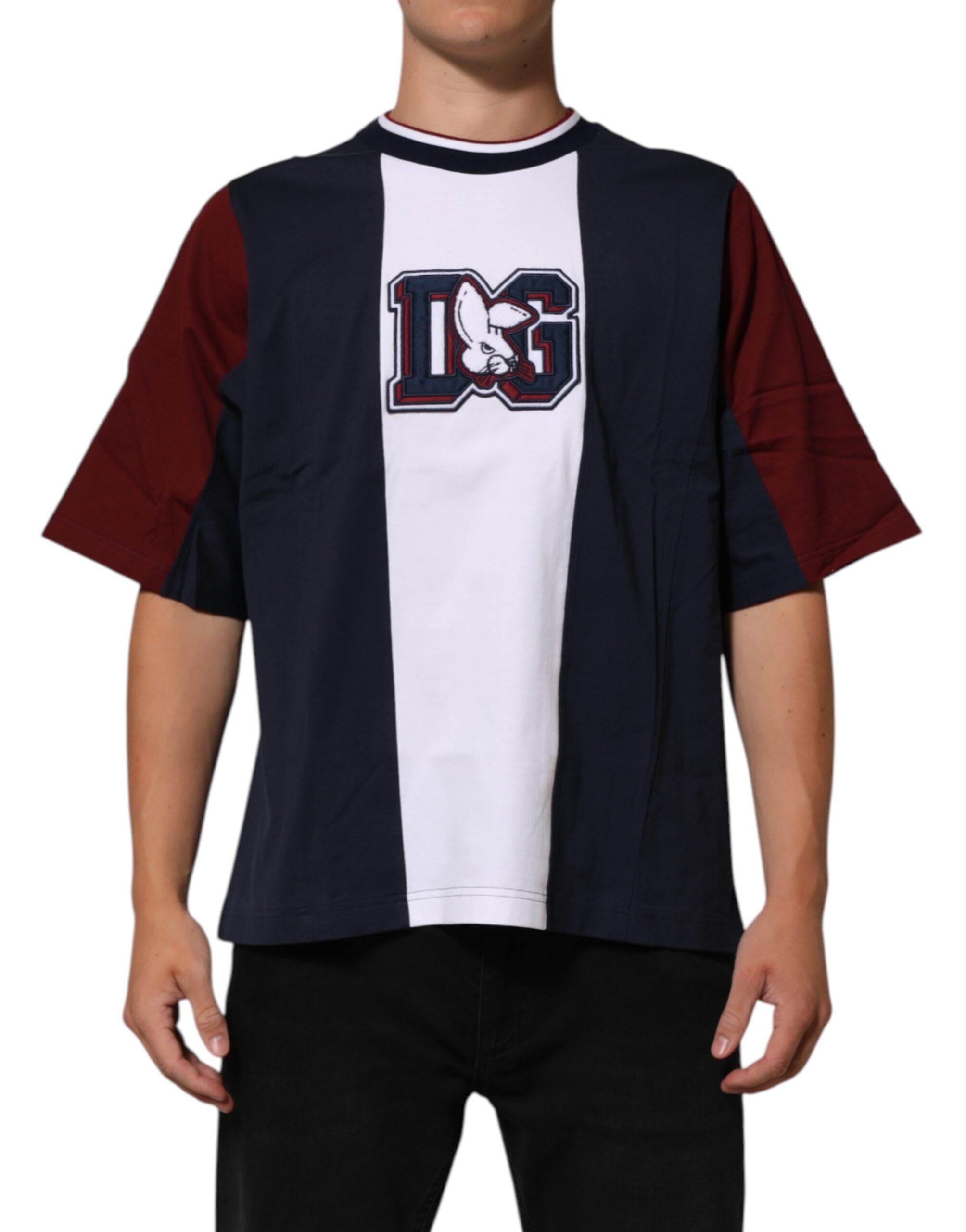 Dolce & Gabbana Mehrfarbig gestreiftes Baumwoll-T-Shirt mit Rundhalsausschnitt für Männer