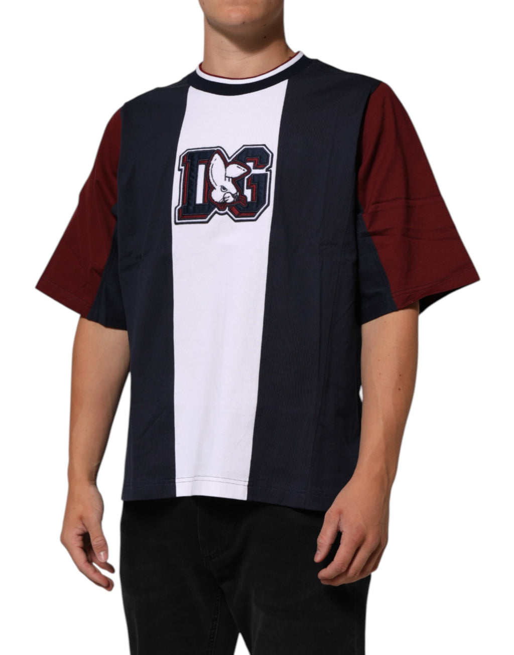 Dolce & Gabbana Mehrfarbig gestreiftes Baumwoll-T-Shirt mit Rundhalsausschnitt für Männer