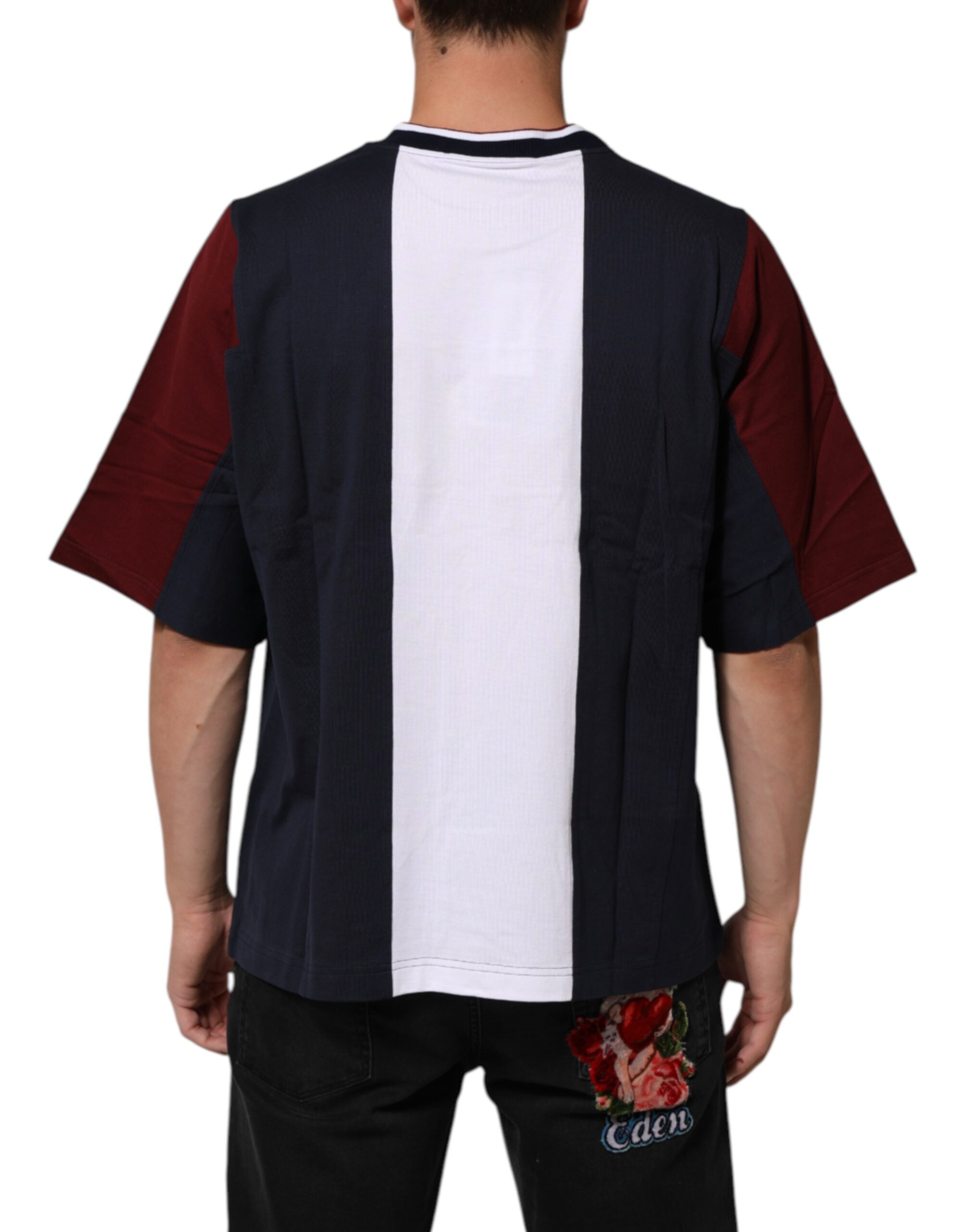 Dolce & Gabbana Mehrfarbig gestreiftes Baumwoll-T-Shirt mit Rundhalsausschnitt für Männer