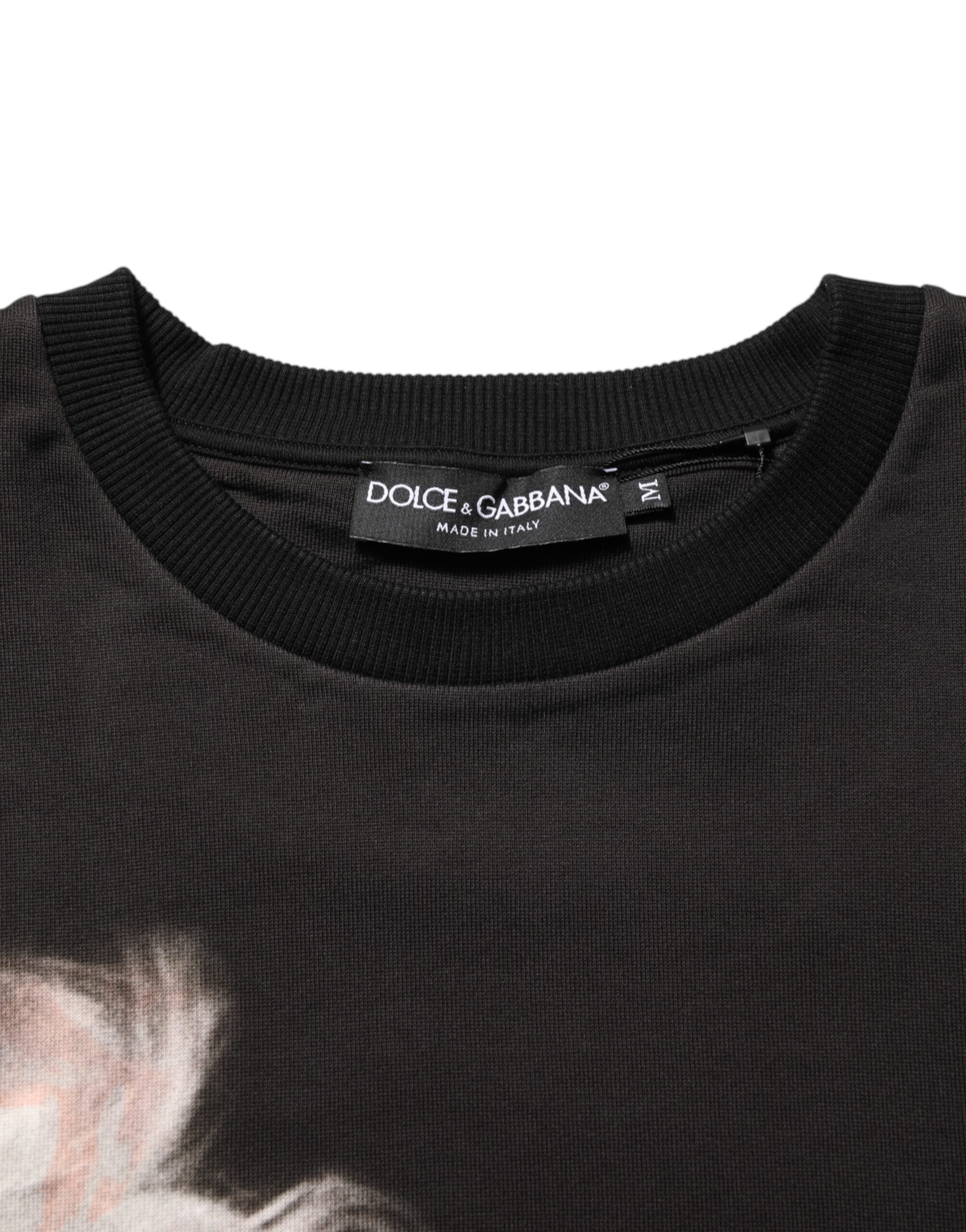 Dolce & Gabbana Schwarzes Marilyn Monroe Baumwoll-T-Shirt mit Rundhalsausschnitt
