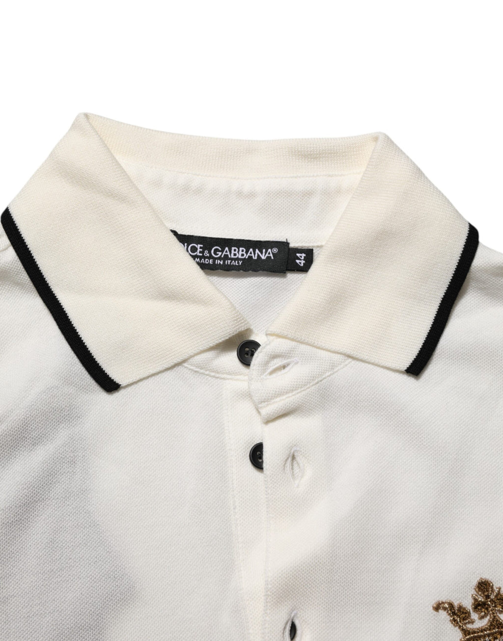 Dolce & Gabbana Weißes Polo-T-Shirt aus Baumwolle mit Logo-Stickerei