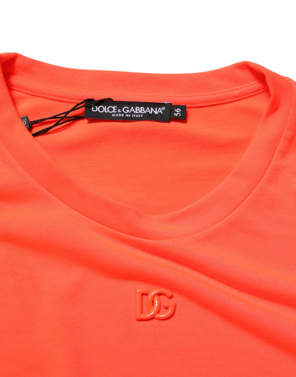 Dolce & Gabbana Neon Orange Polyester Männer T-Shirt mit Rundhalsausschnitt