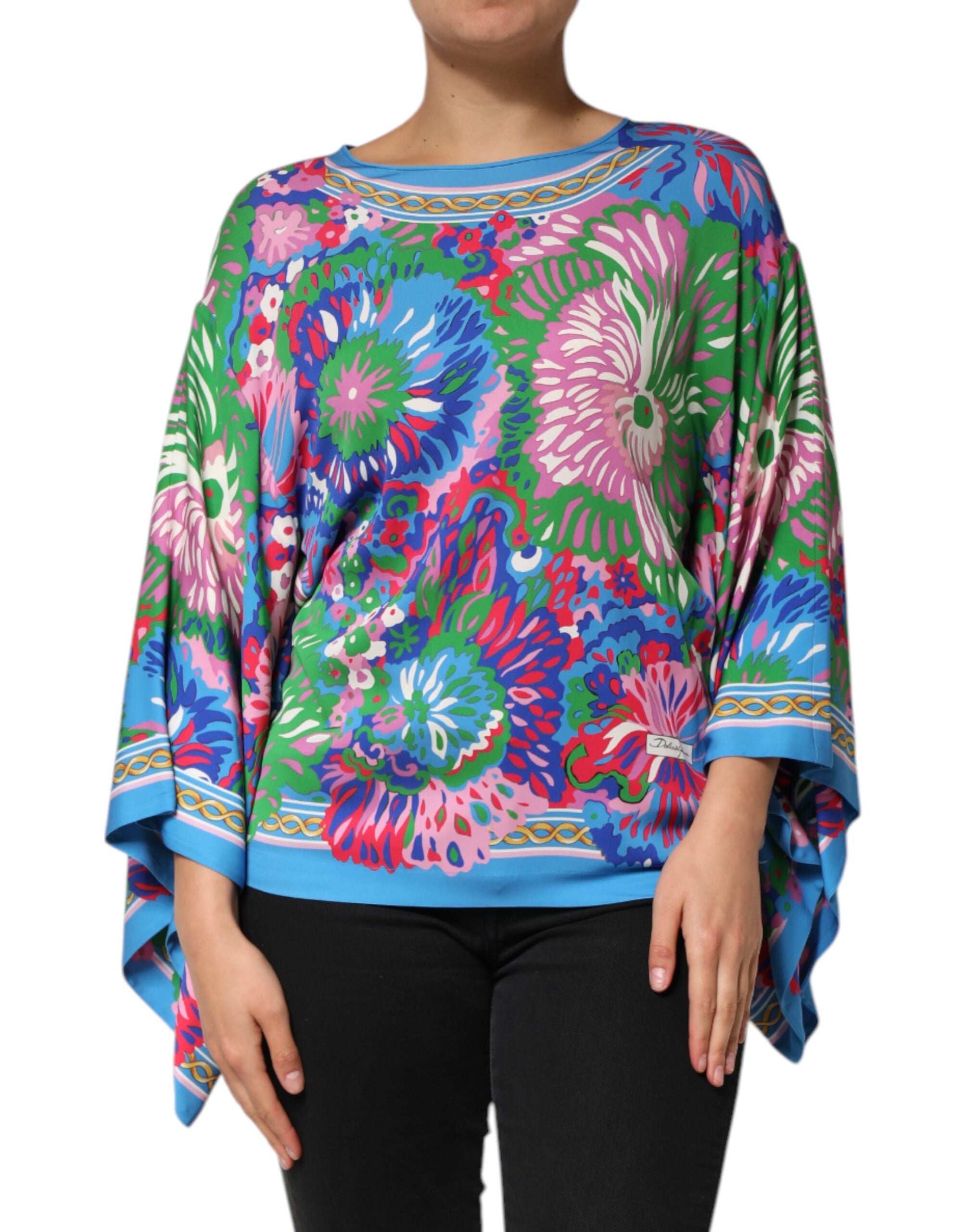Dolce & Gabbana Multicolor Seidenbluse mit Blumendruck Tunika-Top