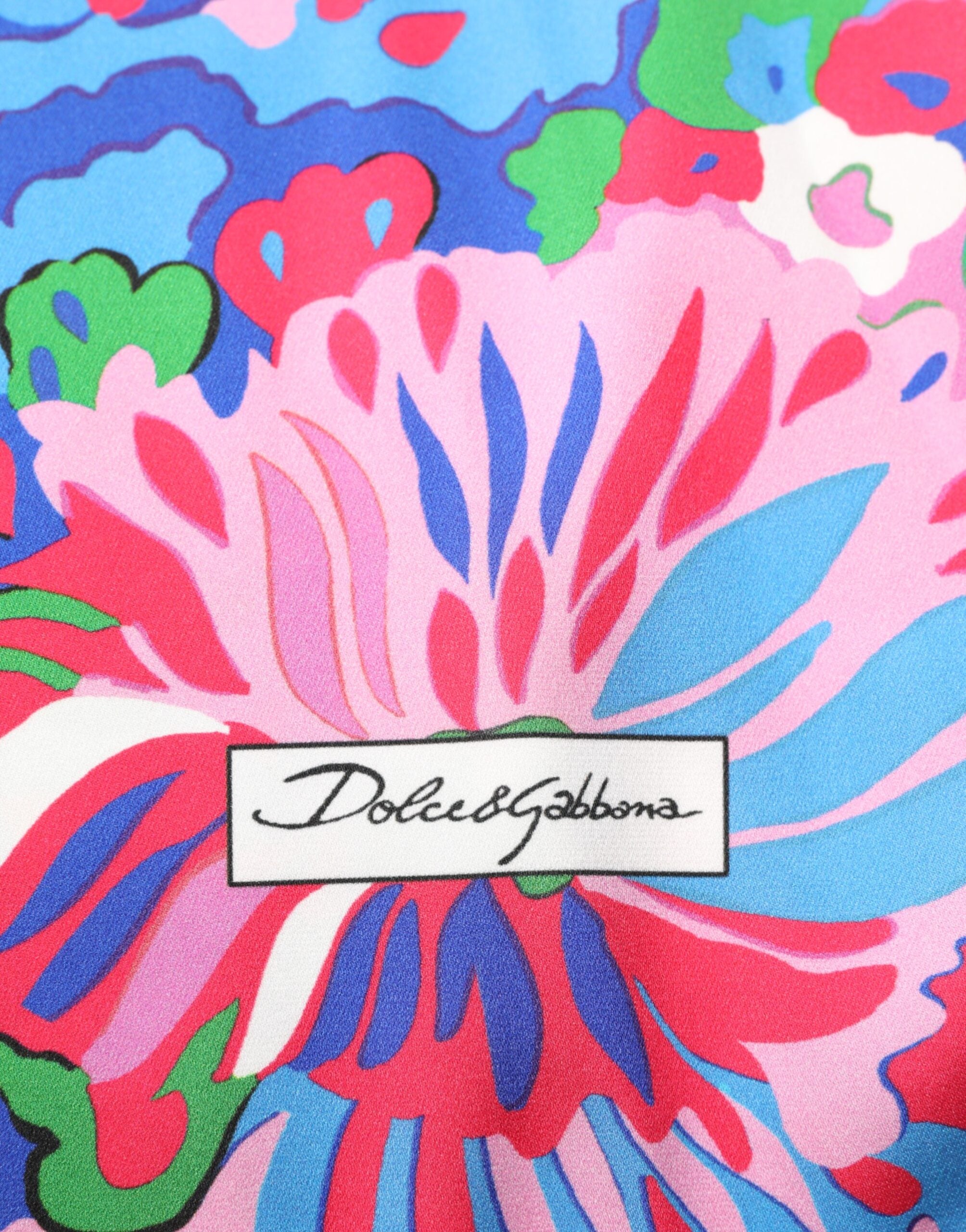 Dolce & Gabbana Multicolor Seidenbluse mit Blumendruck Tunika-Top