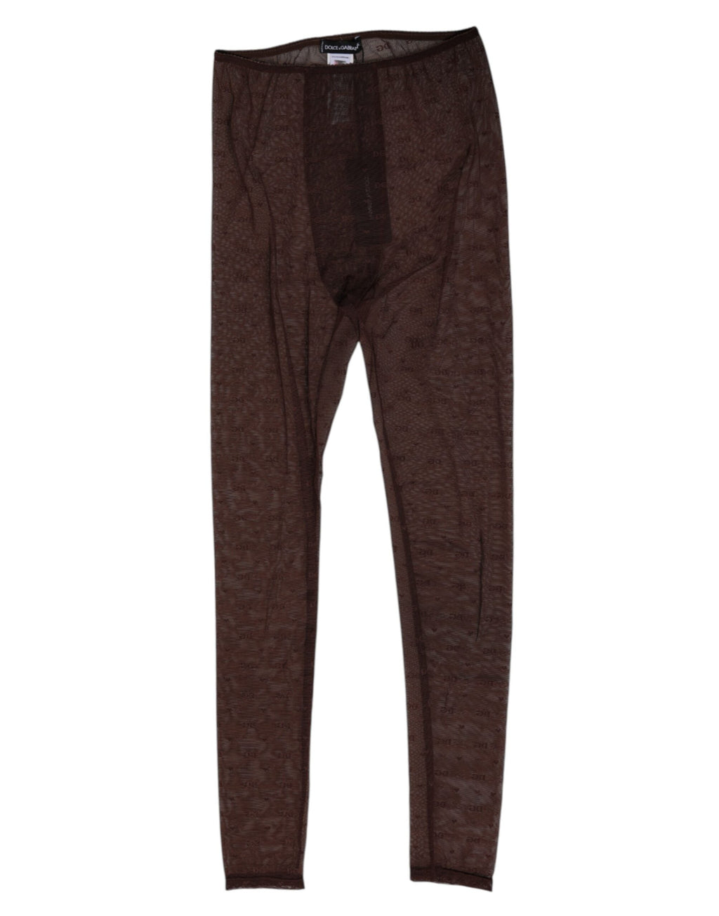 Dolce & Gabbana Braune Nylon Logo Spitze Leggings Hose Unterwäsche