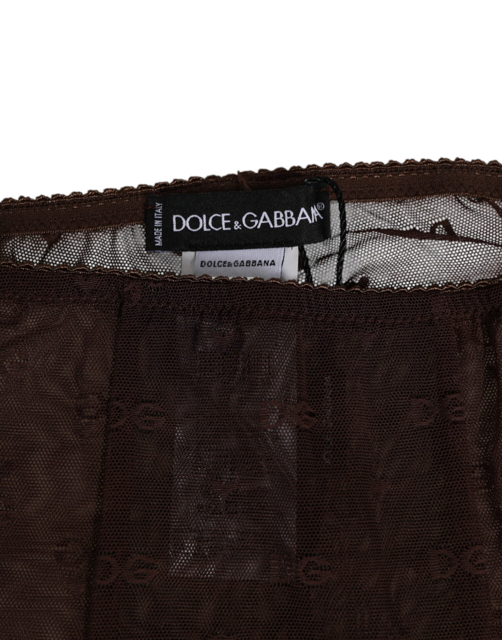 Dolce & Gabbana Braune Nylon Logo Spitze Leggings Hose Unterwäsche