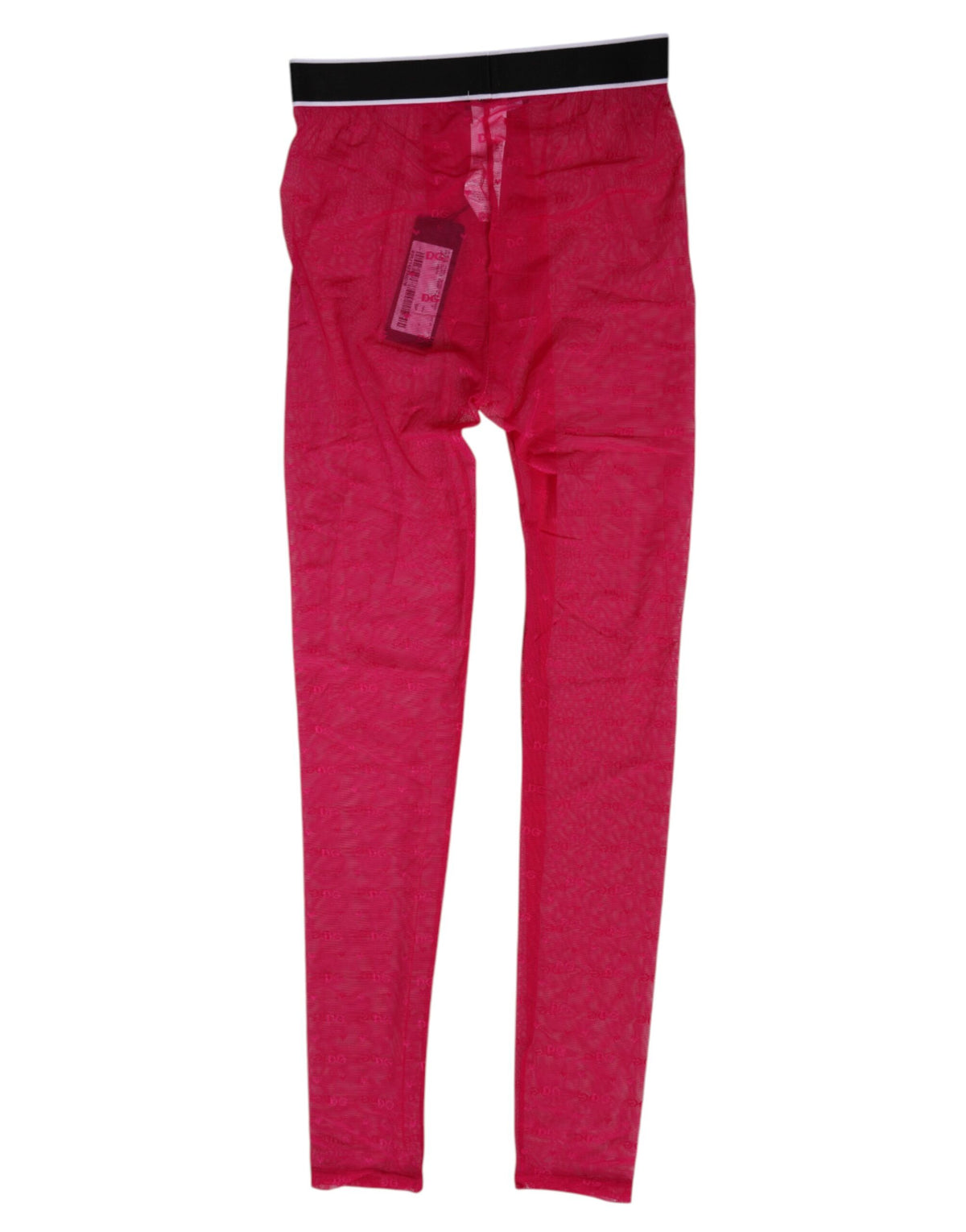 Dolce & Gabbana Fuchsia Nylon Logo Kanten Leggingbroek Ondergoed