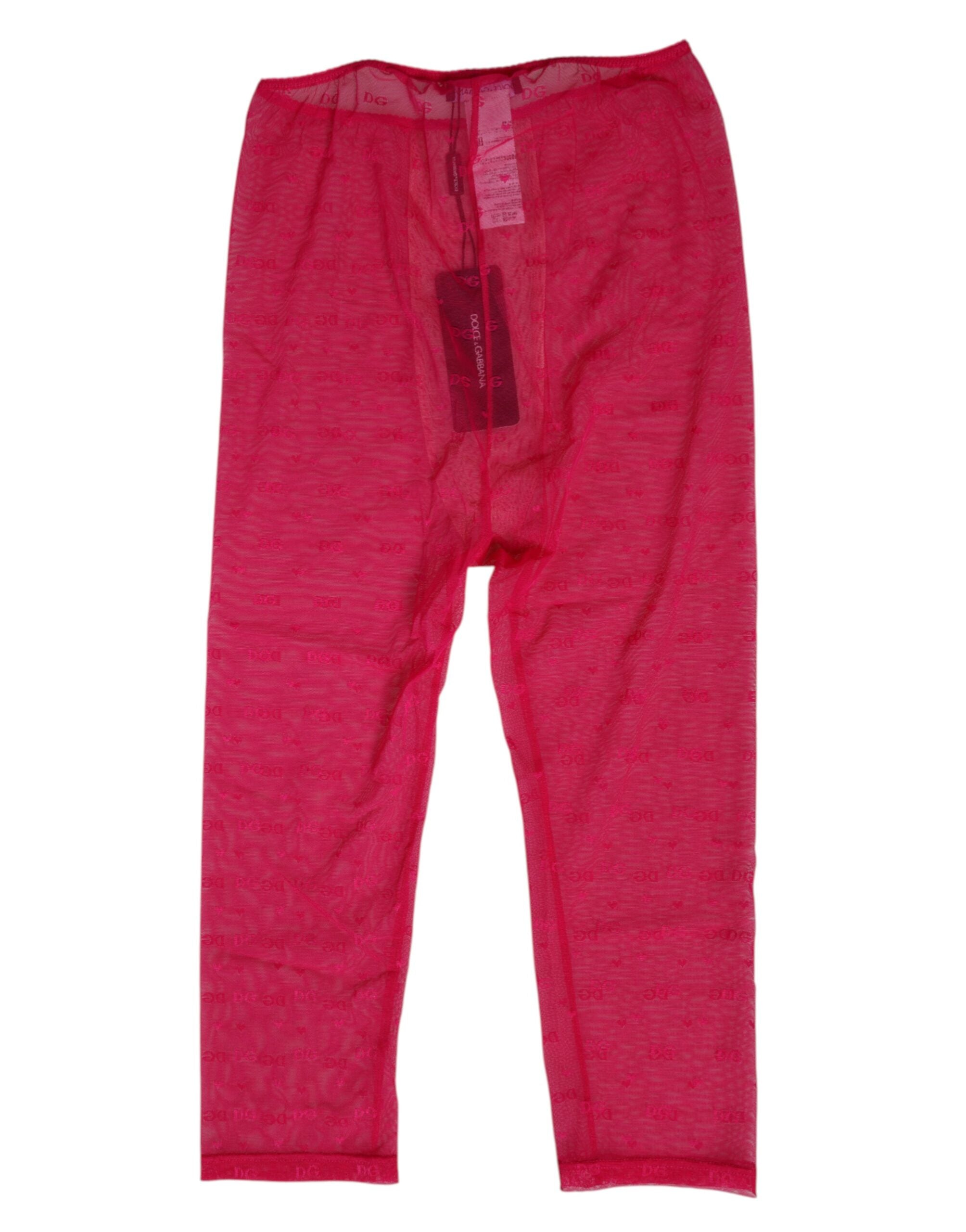 Dolce & Gabbana Fuchsia Logo Spitze Enge Midi-Hose Unterwäsche