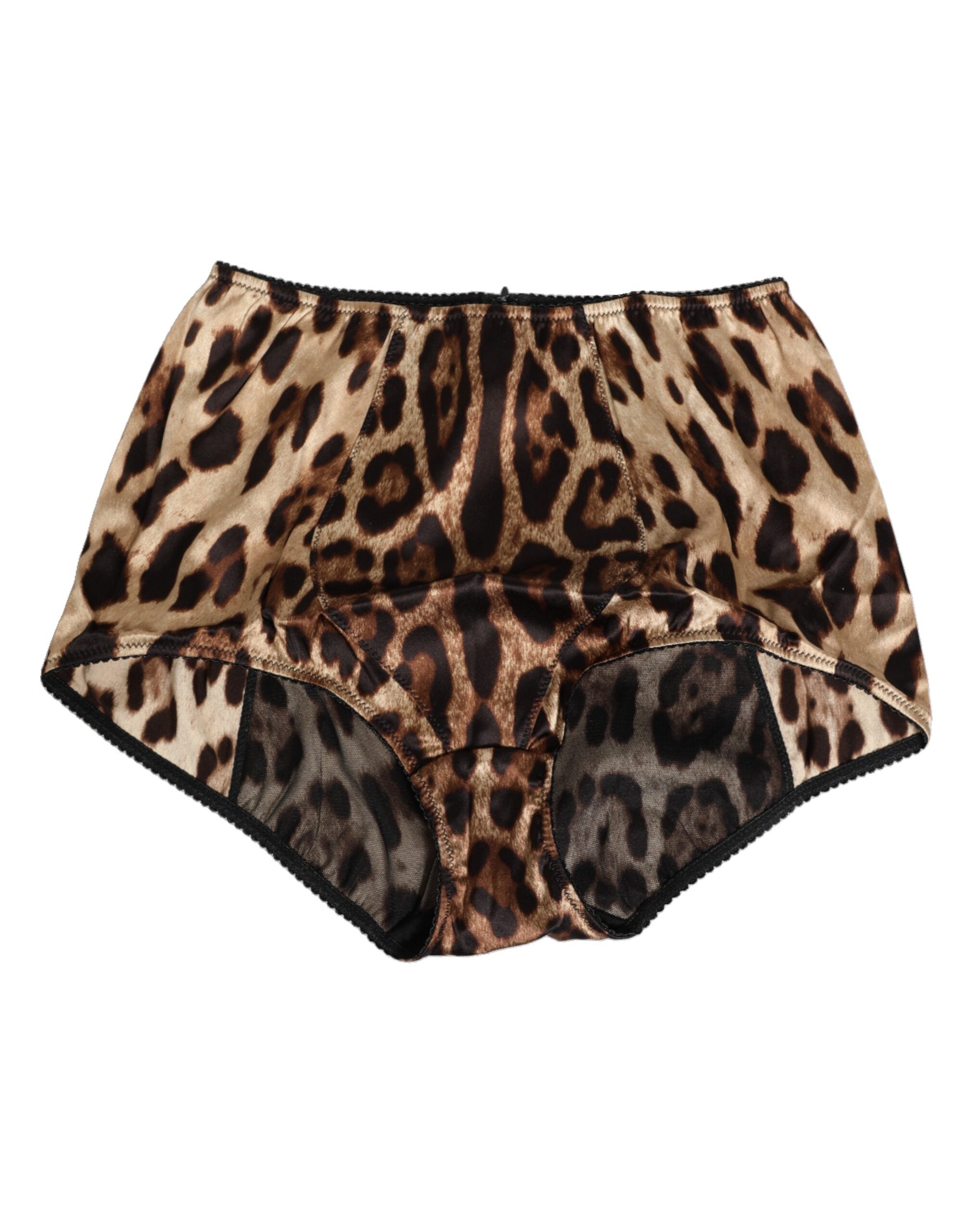 Dolce & Gabbana Multicolor Leopard Seide Hohe Taille Mieder Unterwäsche