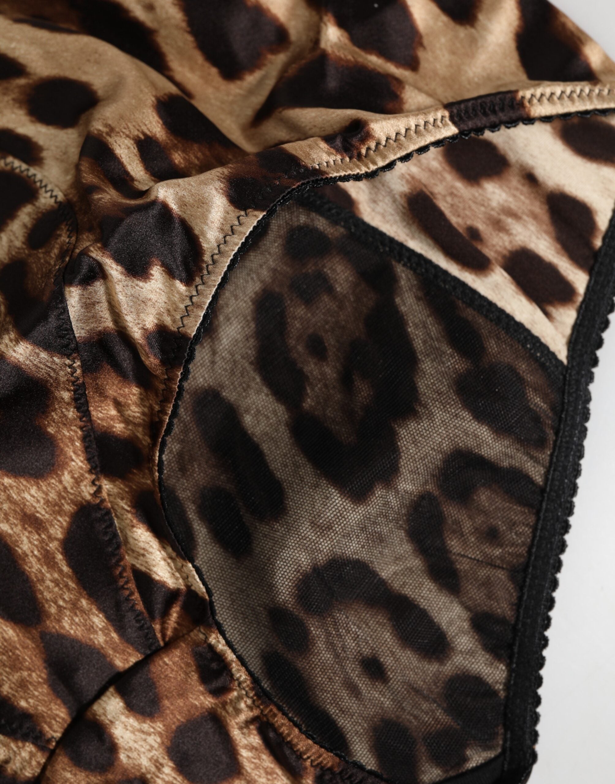 Dolce & Gabbana Multicolor Leopard Seide Hohe Taille Mieder Unterwäsche