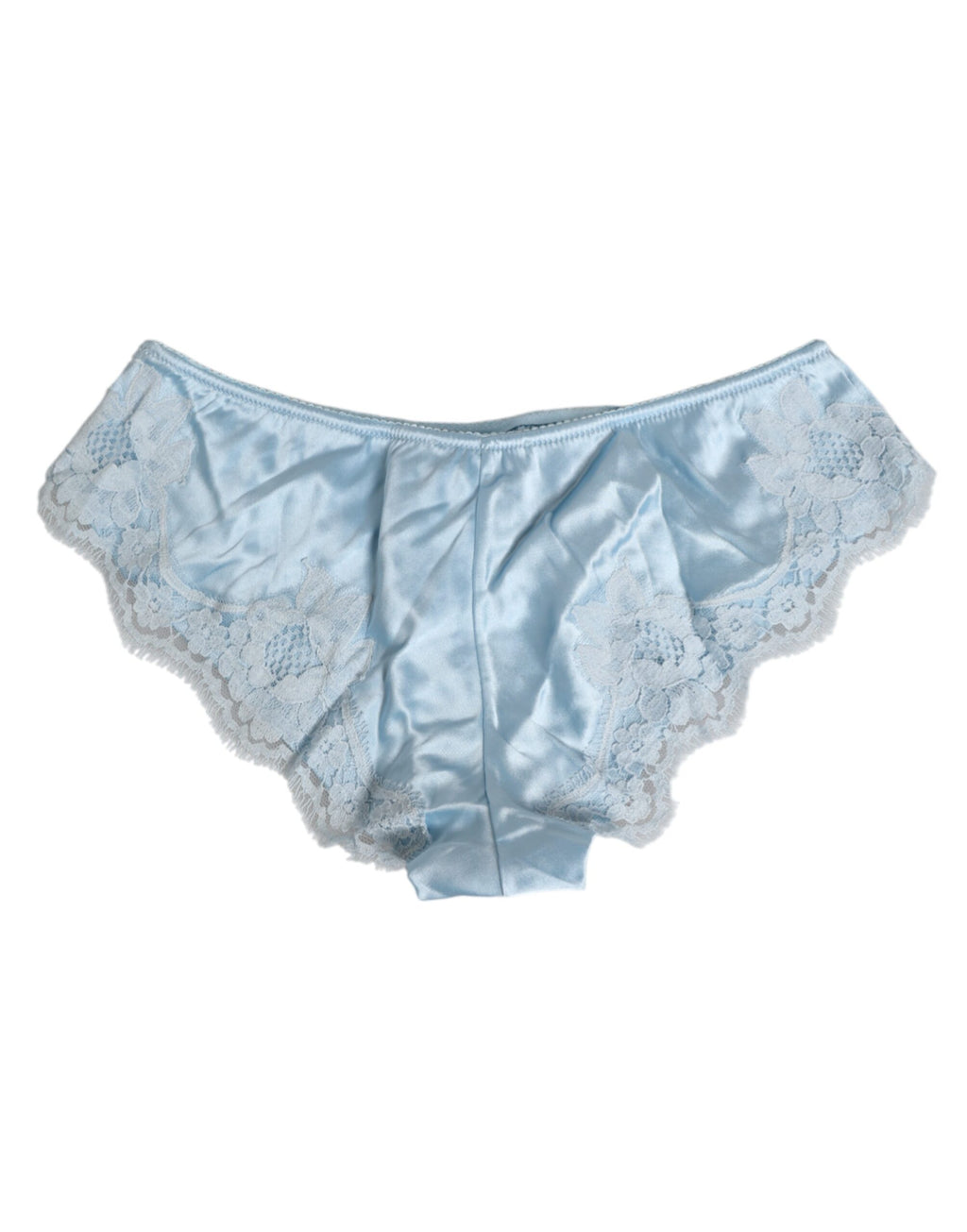 Dolce & Gabbana Himmelblaue Seidensatin Spitze Panty Slip Unterwäsche