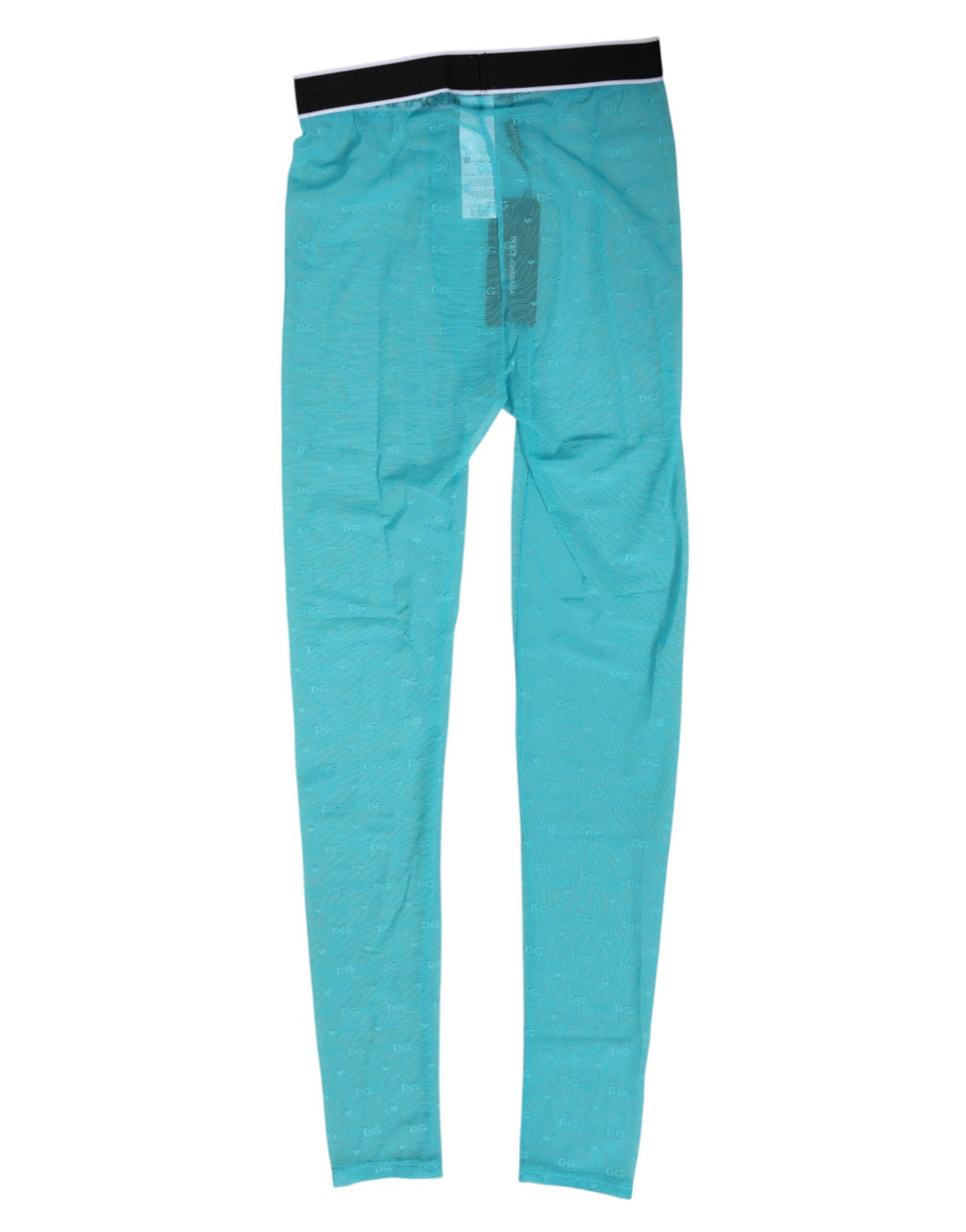 Dolce & Gabbana Light Blue Nylon Logo Lace Leggings Broek Ondergoed