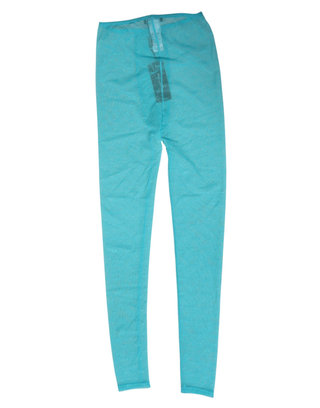 Dolce & Gabbana Light Blue Nylon Logo Lace Leggings Broek Ondergoed