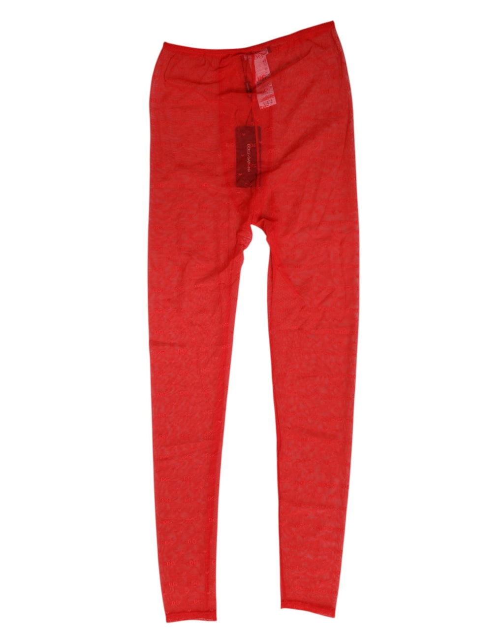 Dolce & Gabbana Rote Nylon Logo Spitze Leggings Hose Unterwäsche