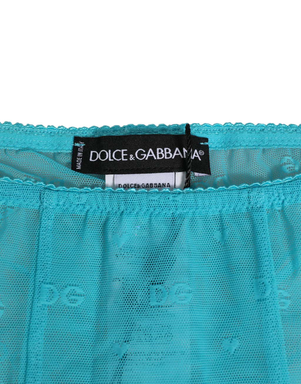Dolce & Gabbana Hellblaue Logo-Spitze Enge Midi-Hose Unterwäsche