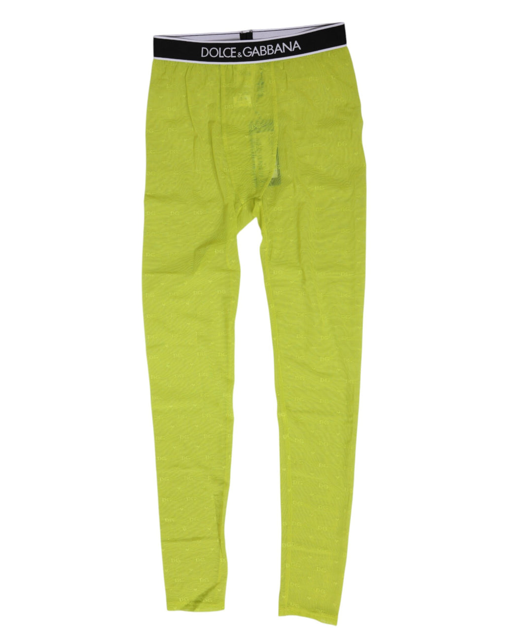 Dolce & Gabbana Neon Groene Nylon Logo Kanten Legging Broek Ondergoed