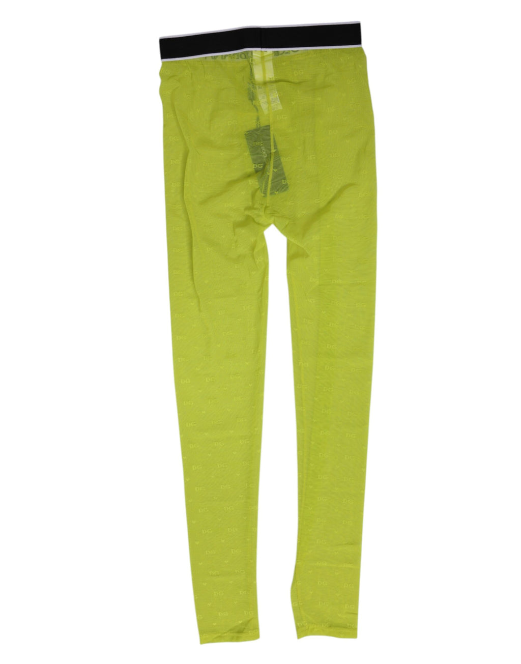 Dolce & Gabbana Neon Groene Nylon Logo Kanten Legging Broek Ondergoed