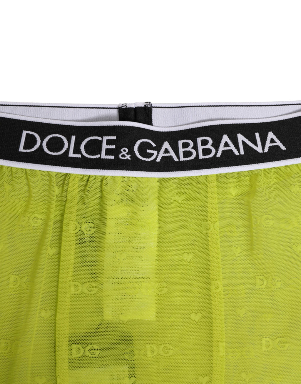 Dolce & Gabbana Neon Groene Nylon Logo Kanten Legging Broek Ondergoed