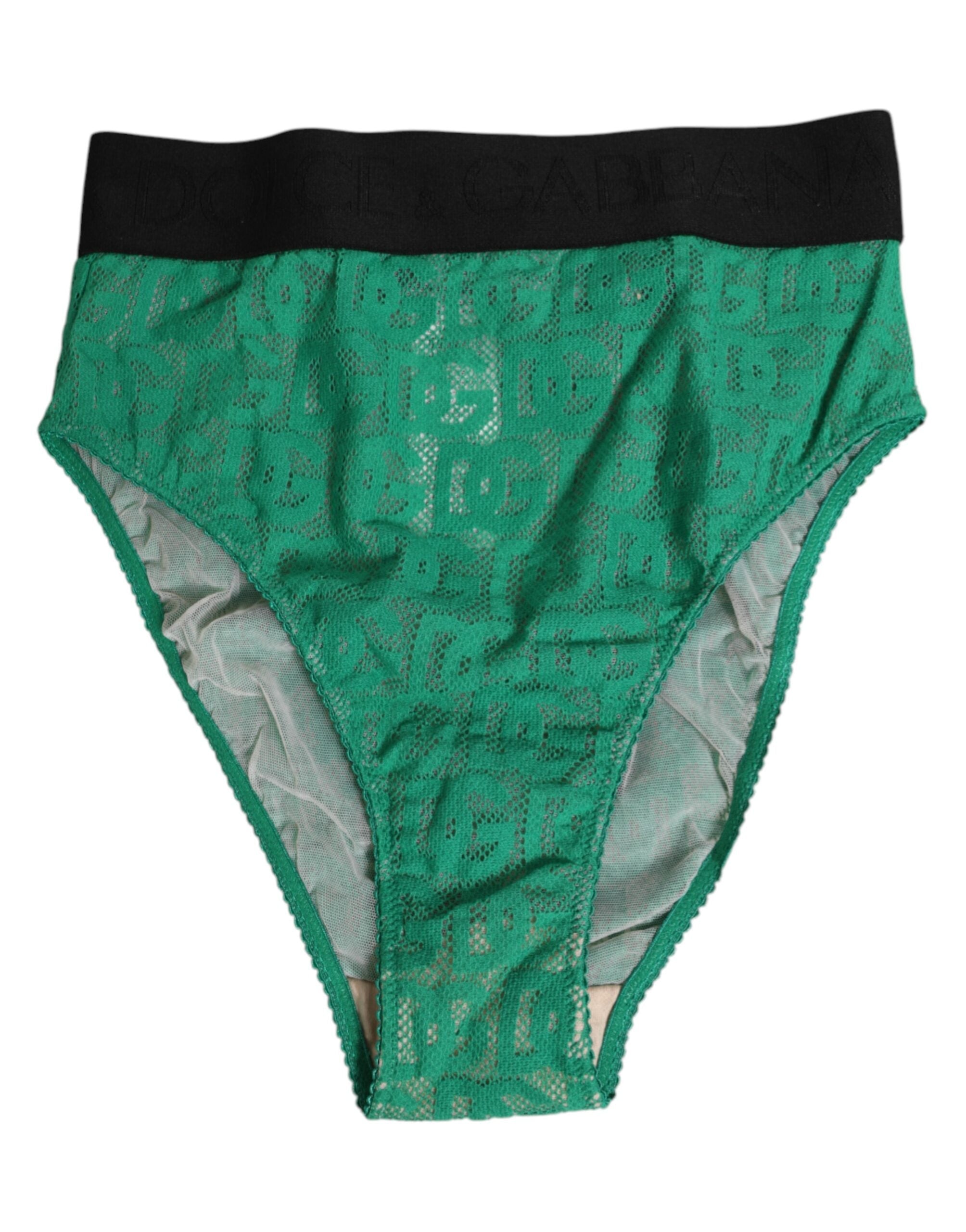 Dolce & Gabbana Grüner DG Logo Lace High Brief Slip Unterwäsche