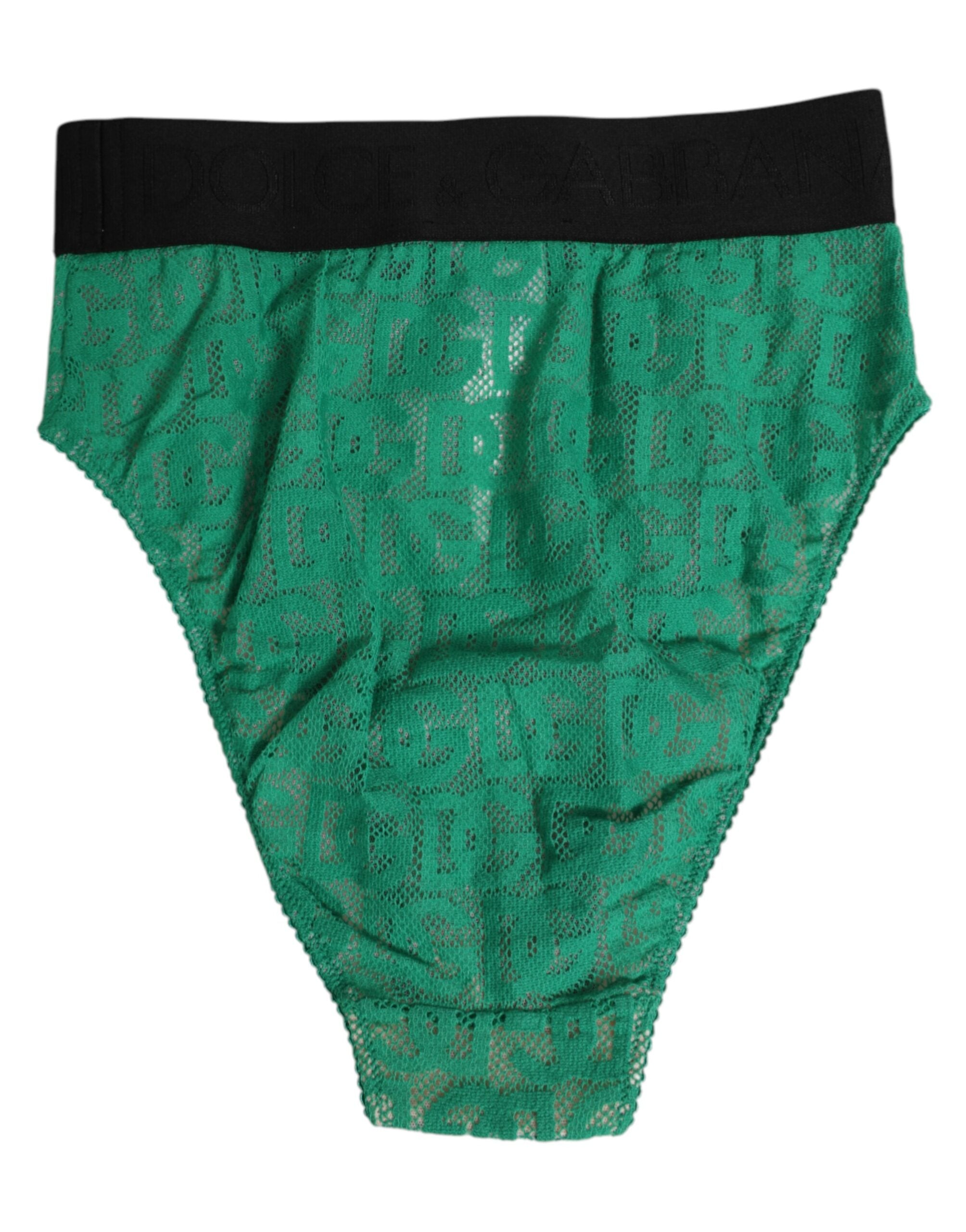 Dolce & Gabbana Grüner DG Logo Lace High Brief Slip Unterwäsche