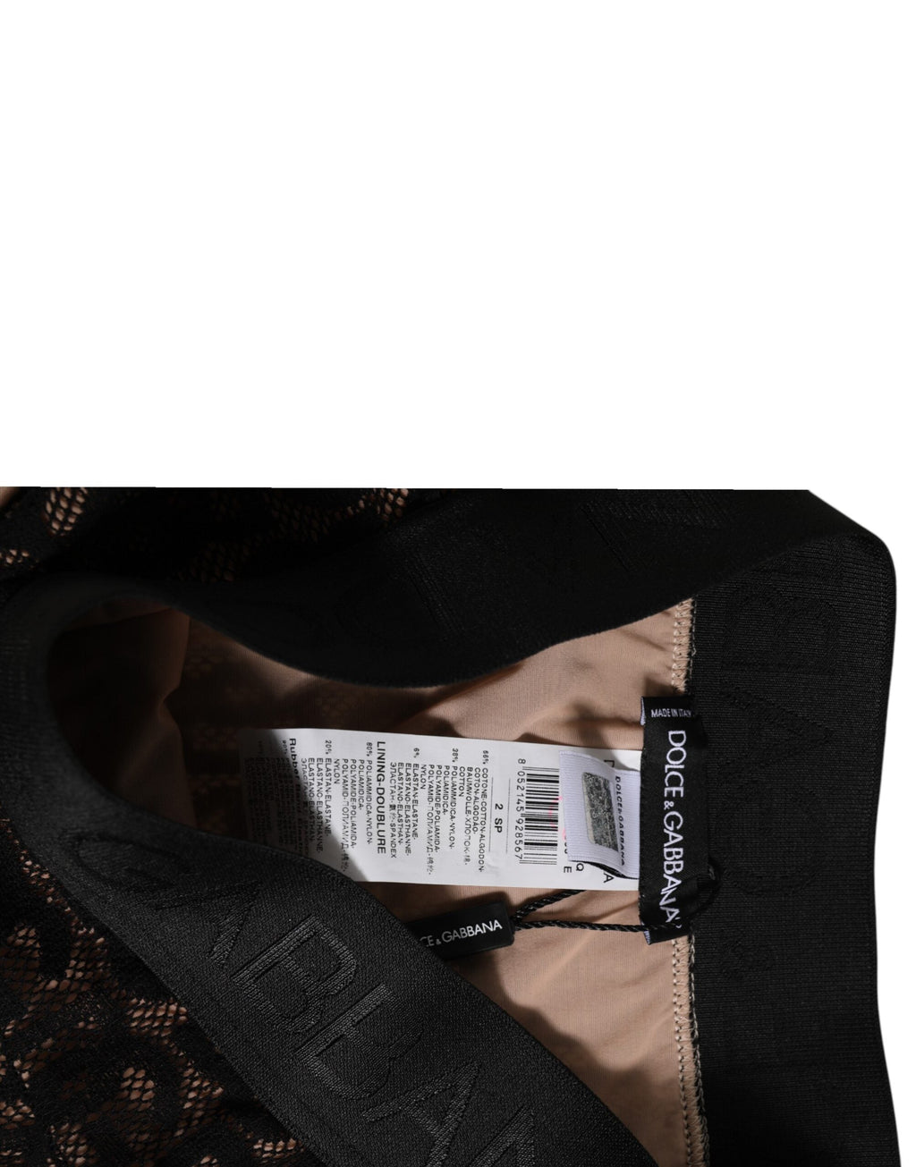 Dolce & Gabbana Schwarzer DG Logo Lace High Brief Slip Unterwäsche