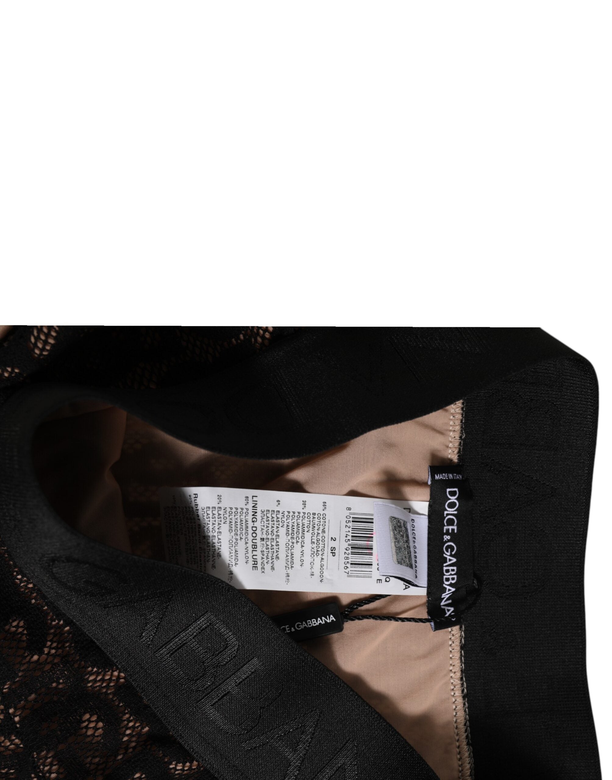 Dolce & Gabbana Schwarzer DG Logo Lace High Brief Slip Unterwäsche