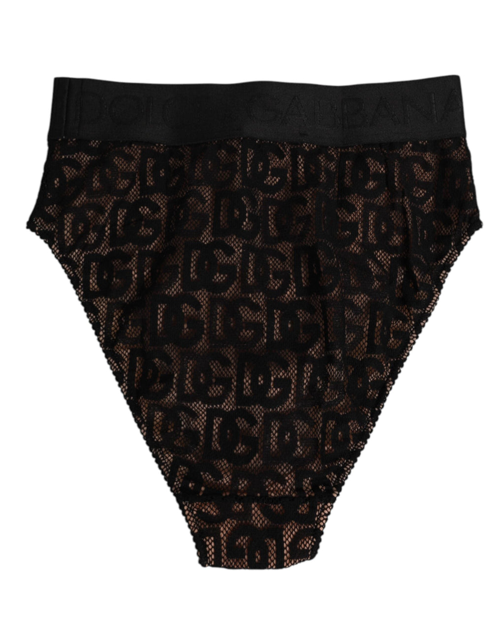 Dolce & Gabbana Schwarzer DG Logo Lace High Brief Slip Unterwäsche