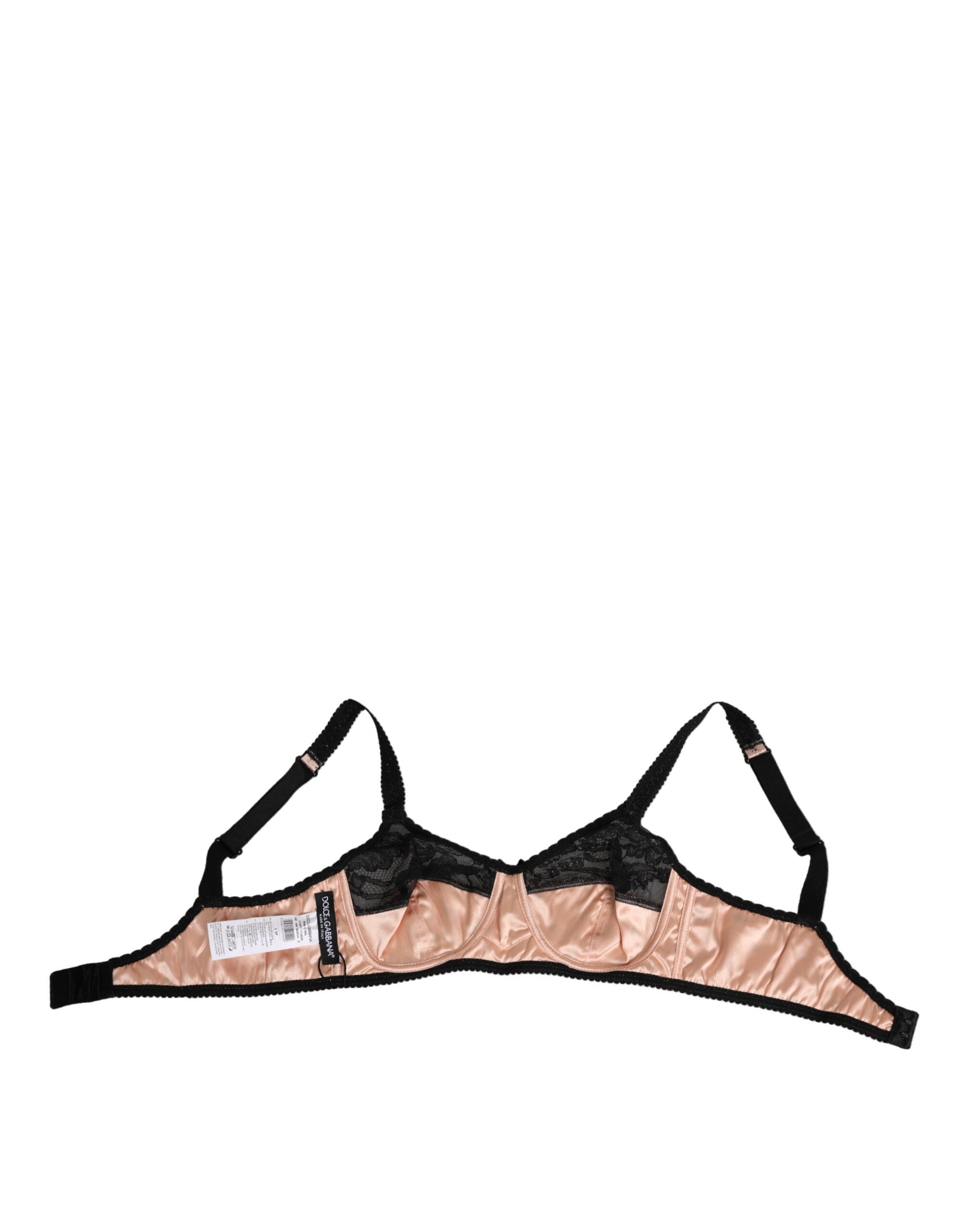 Dolce & Gabbana Beige Seide Herz Druck Soft Cup BH Unterwäsche