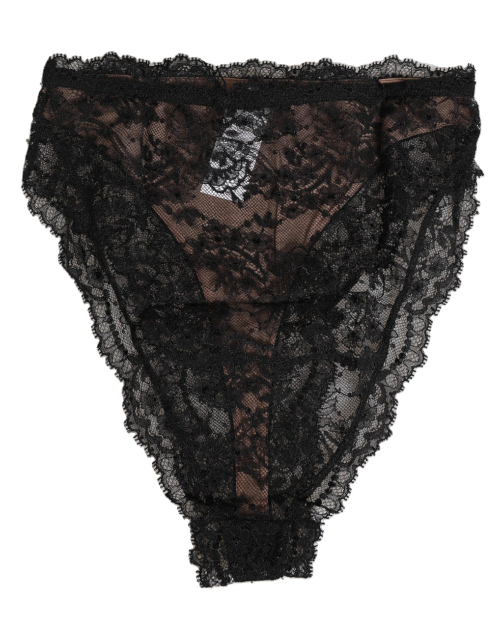 Dolce & Gabbana Schwarze florale Spitze Mesh High Brief Slip Unterwäsche