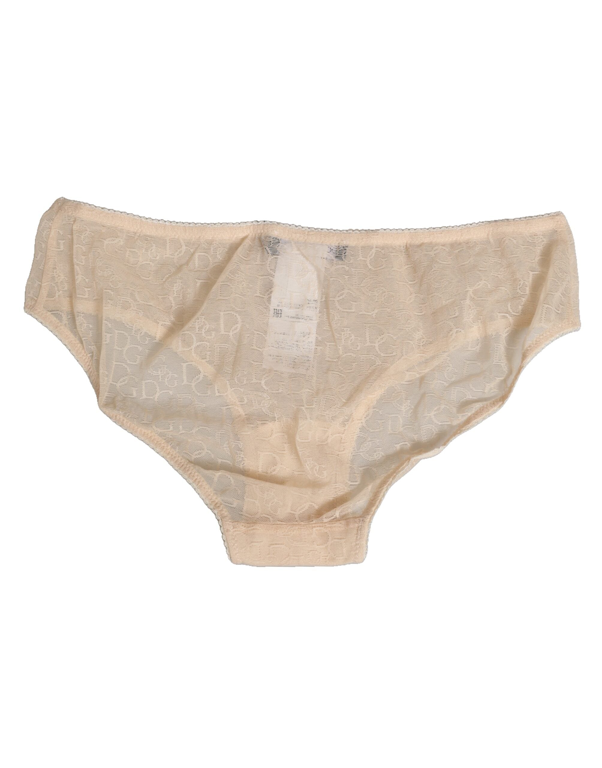 Dolce & Gabbana Beige DG Logo Lace Mid Waist Panty Unterwäsche