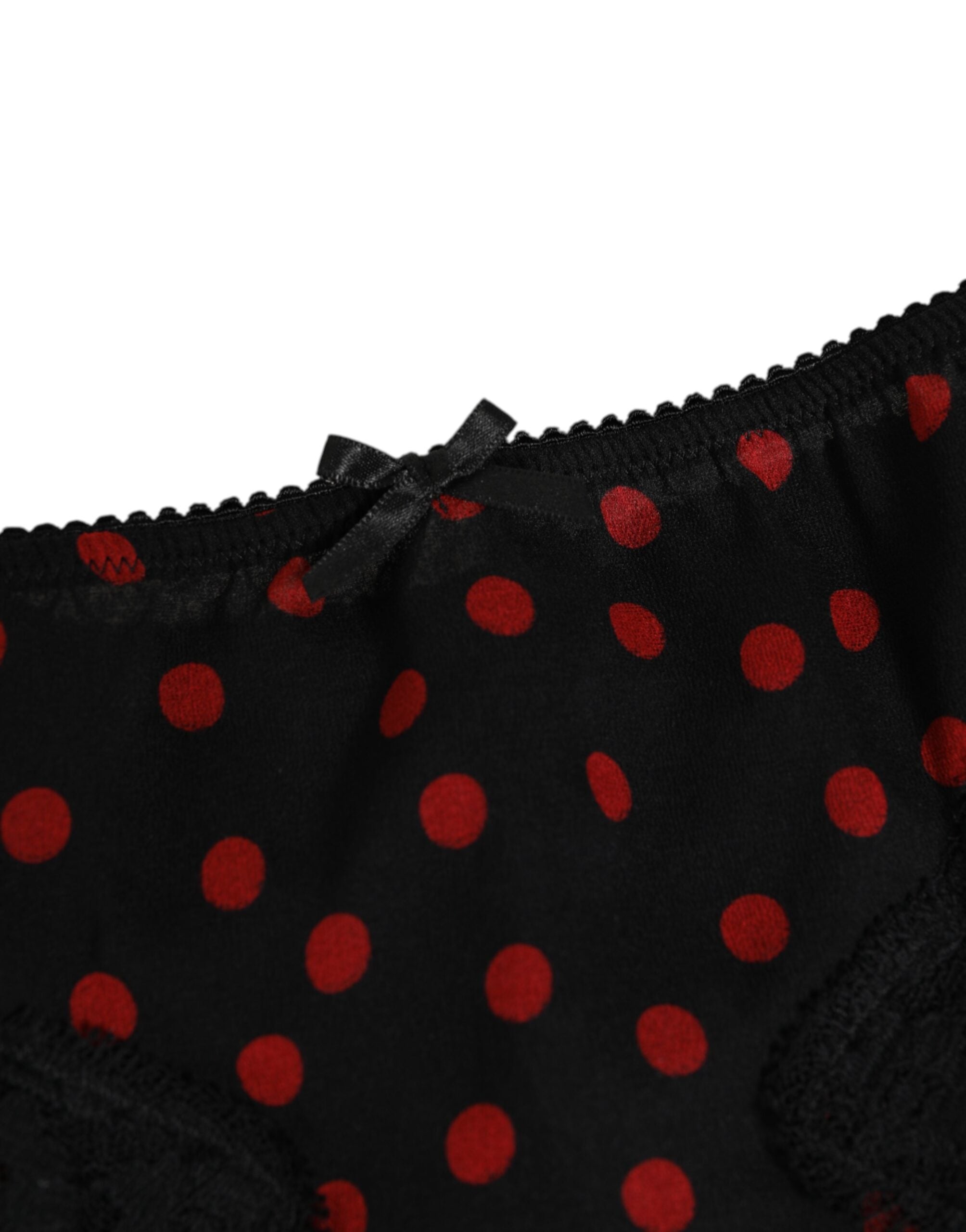 Dolce & Gabbana Schwarz gepunktete Seidenpanty mit niedriger Taille Unterwäsche