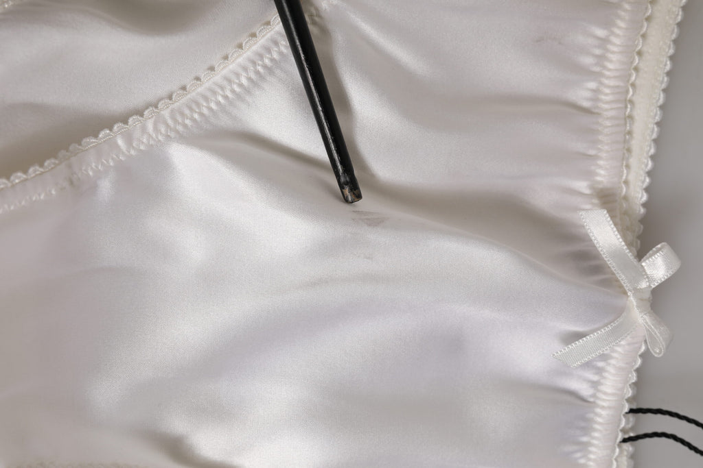 Dolce & Gabbana Weißer Seidensatin Floral Spitze Panty Slip Unterwäsche