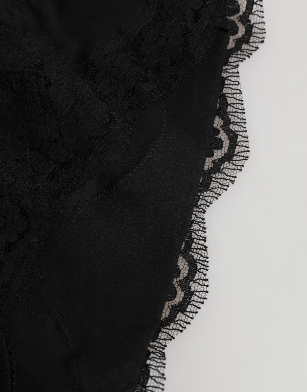 Dolce & Gabbana Schwarzer Seidensatin Floral Spitze Panty Slip Unterwäsche