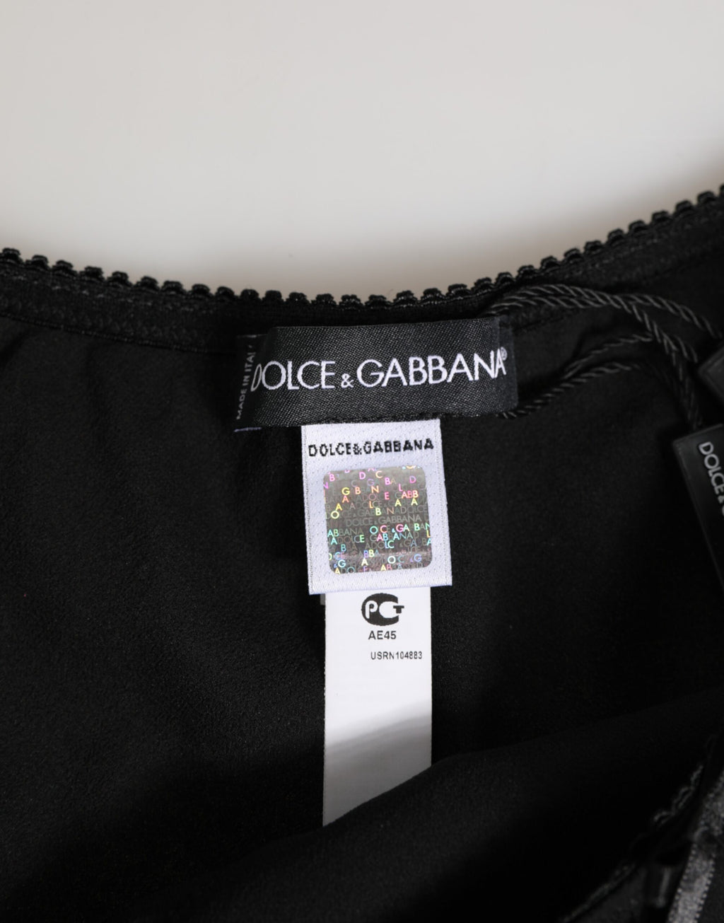 Dolce & Gabbana Schwarzer Seidensatin Floral Spitze Panty Slip Unterwäsche