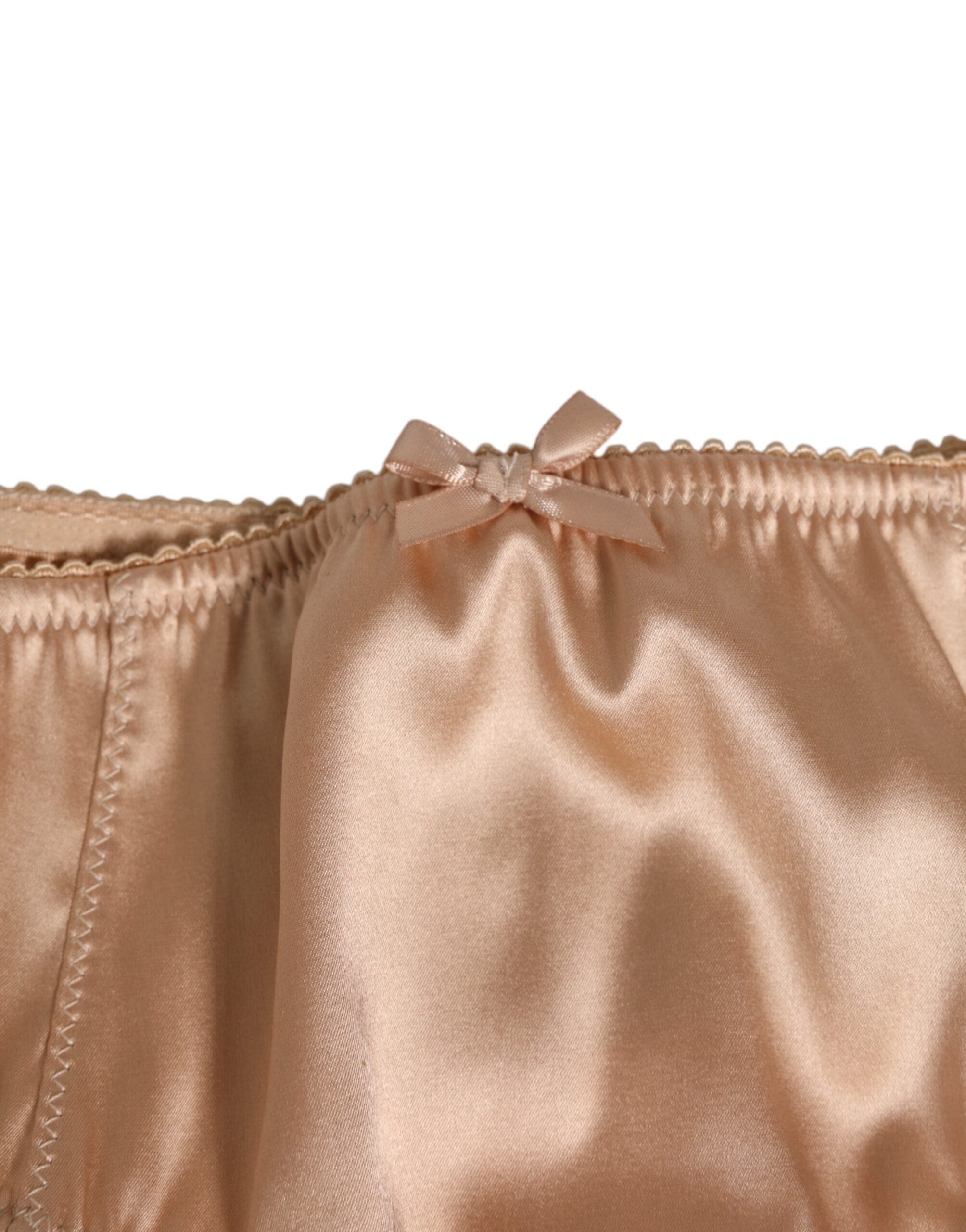 Dolce & Gabbana Nude Beige Seidensatin Stretch-Schleifenslip Unterwäsche